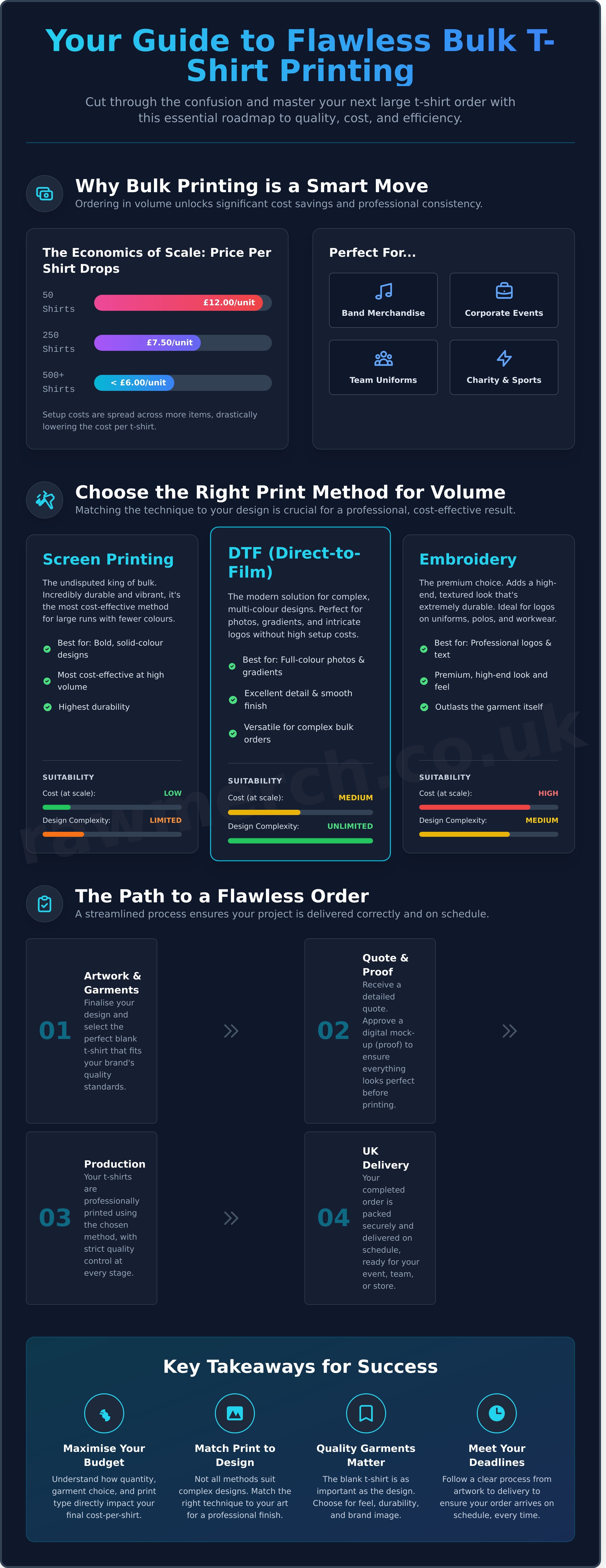 Bulk t-shirt printing uk infographic - visual guide