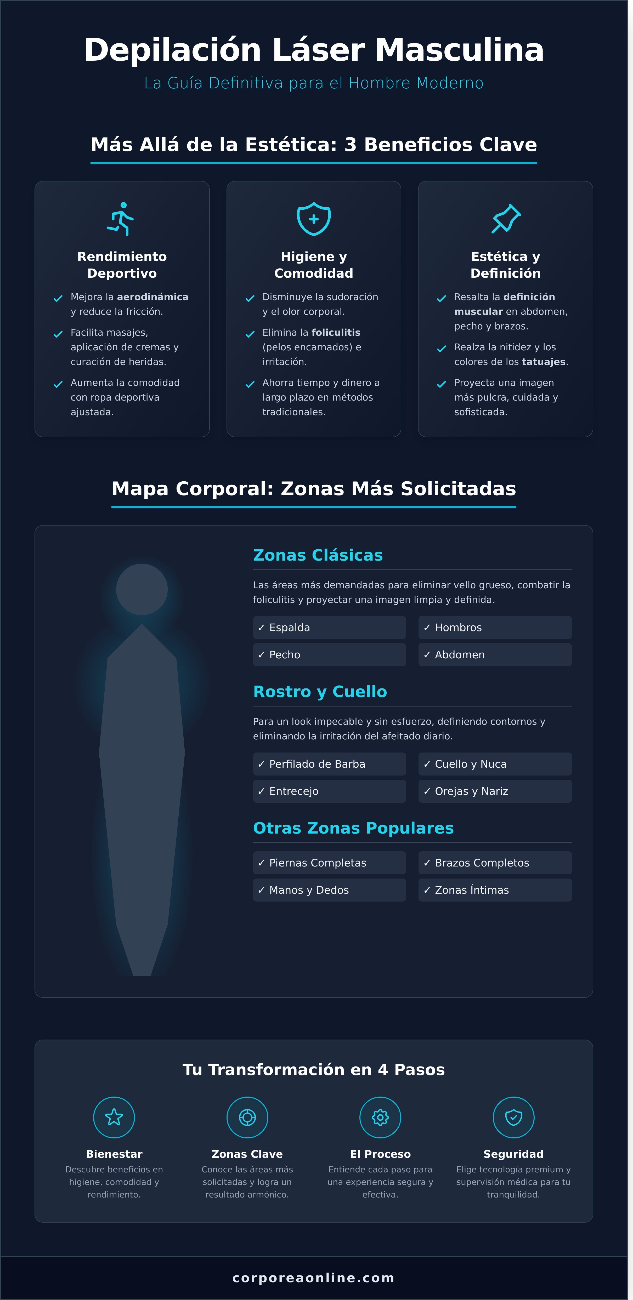 Depilacion masculina infographic - visual guide