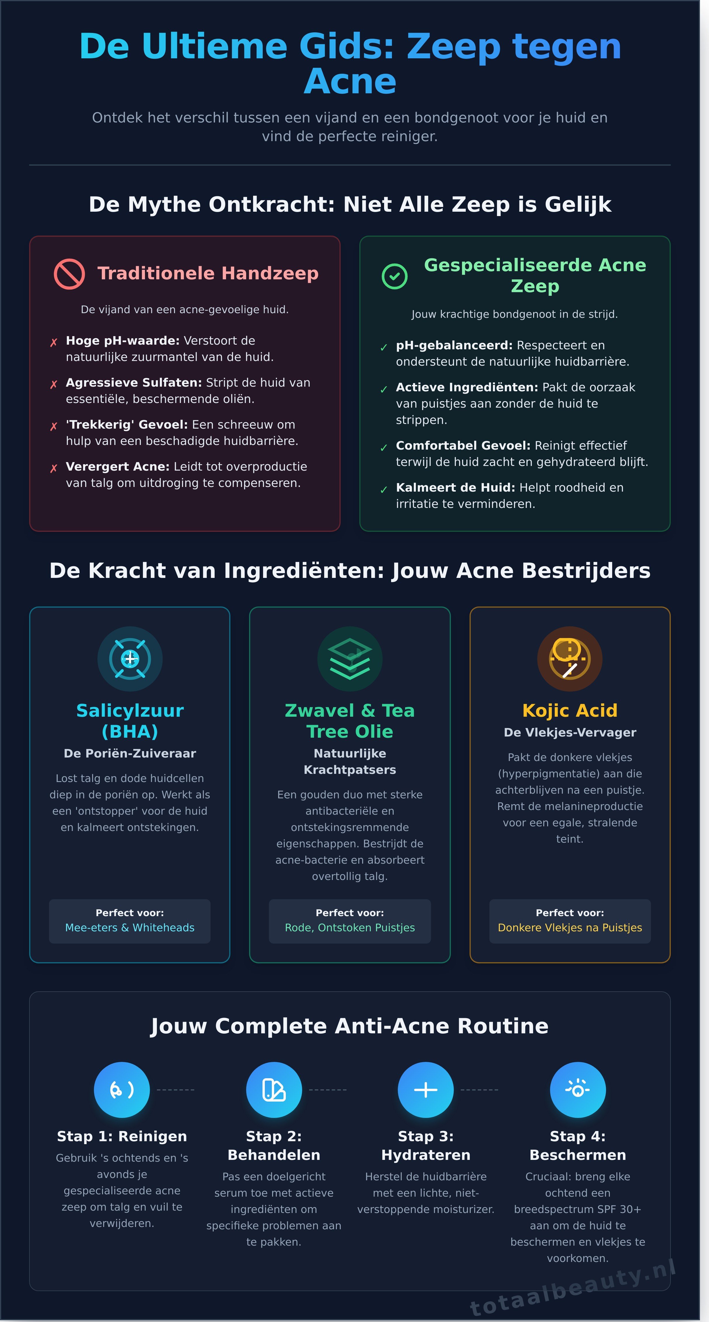 Zeep tegen acne en puistjes infographic - visual guide
