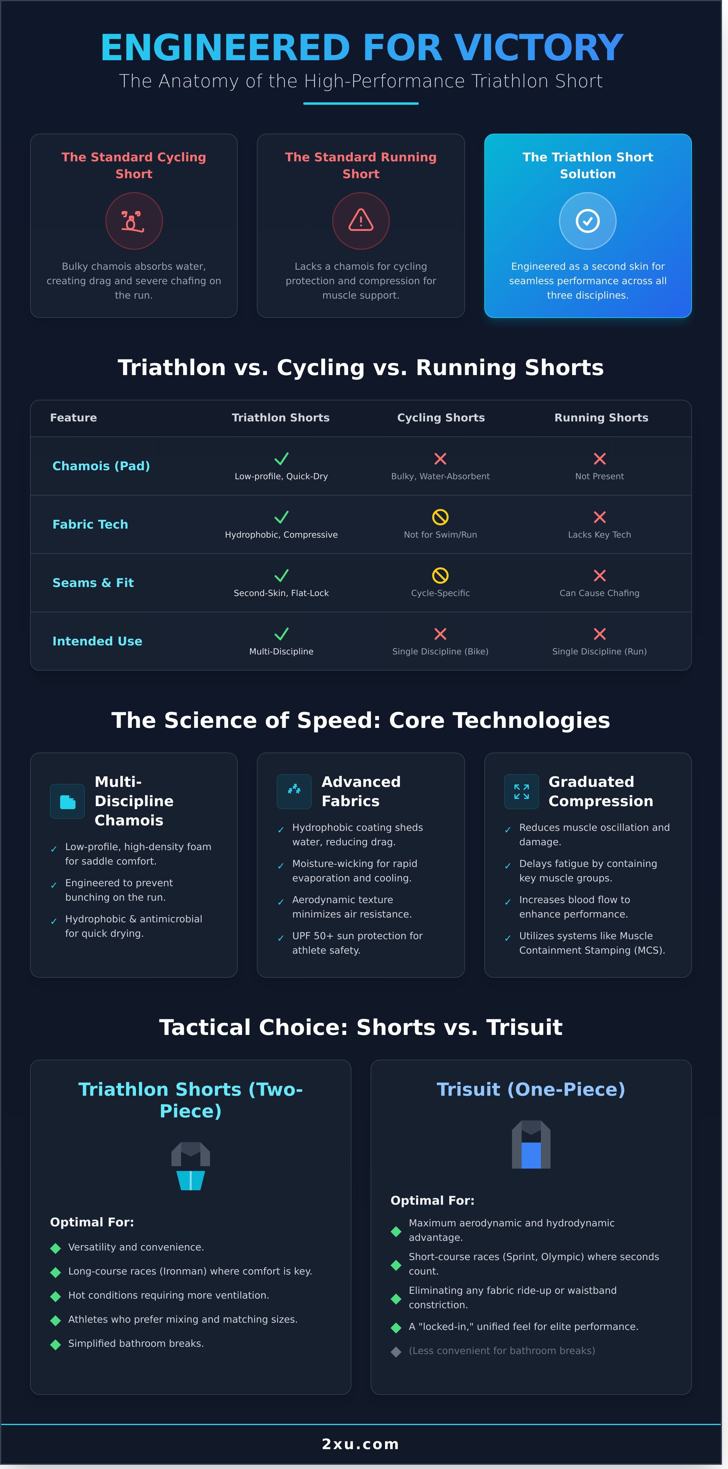 Triathlon shorts infographic - visual guide