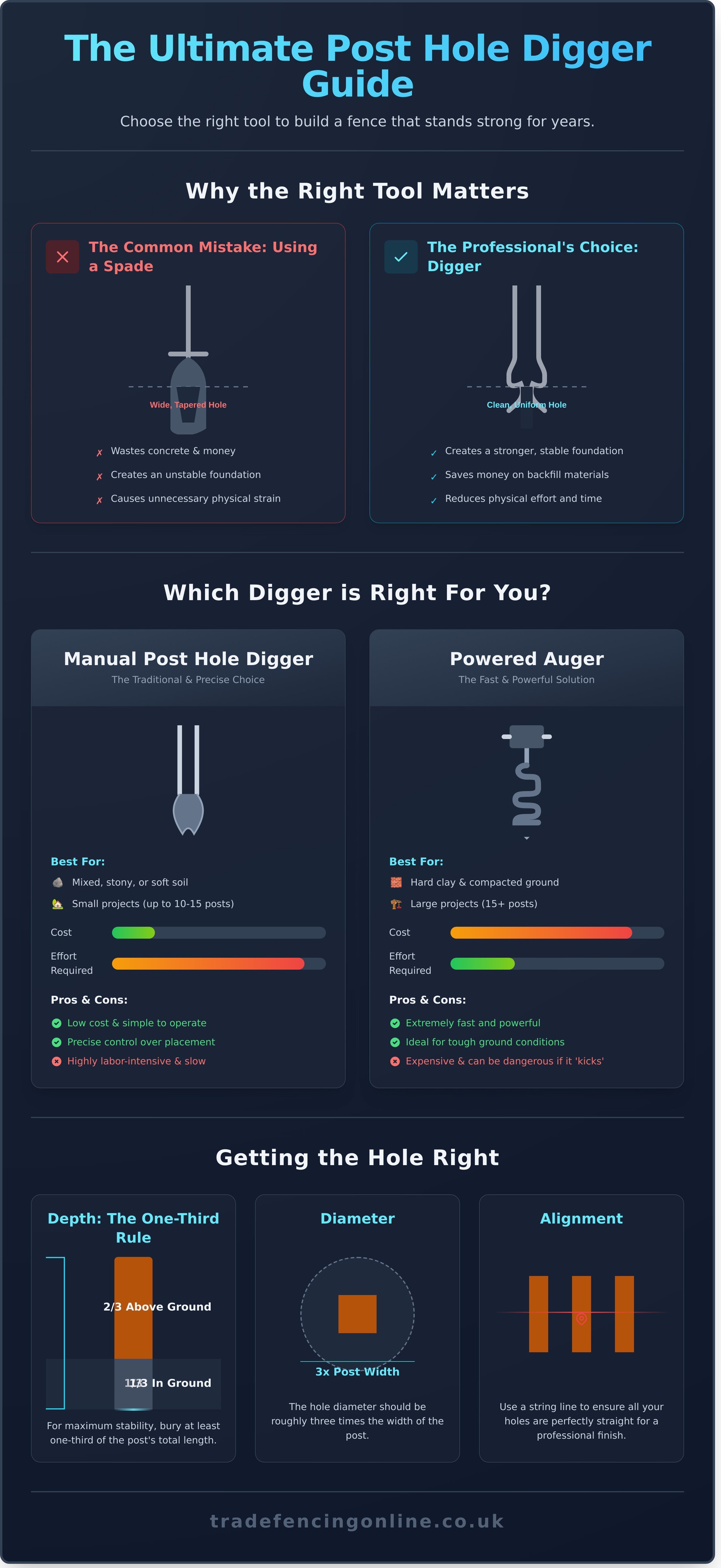 Post hole digger infographic - visual guide