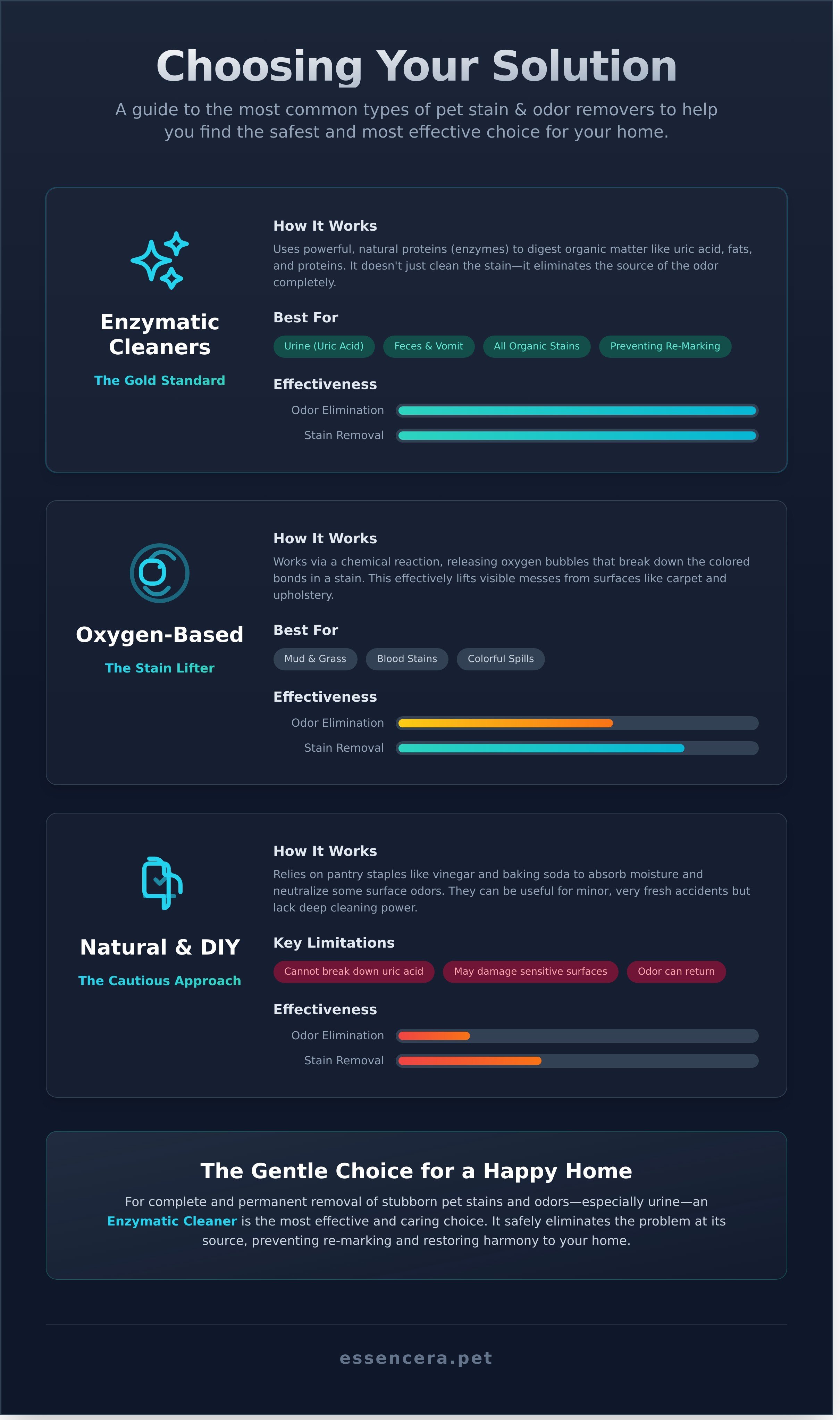 Pet odor and stain remover infographic - visual guide