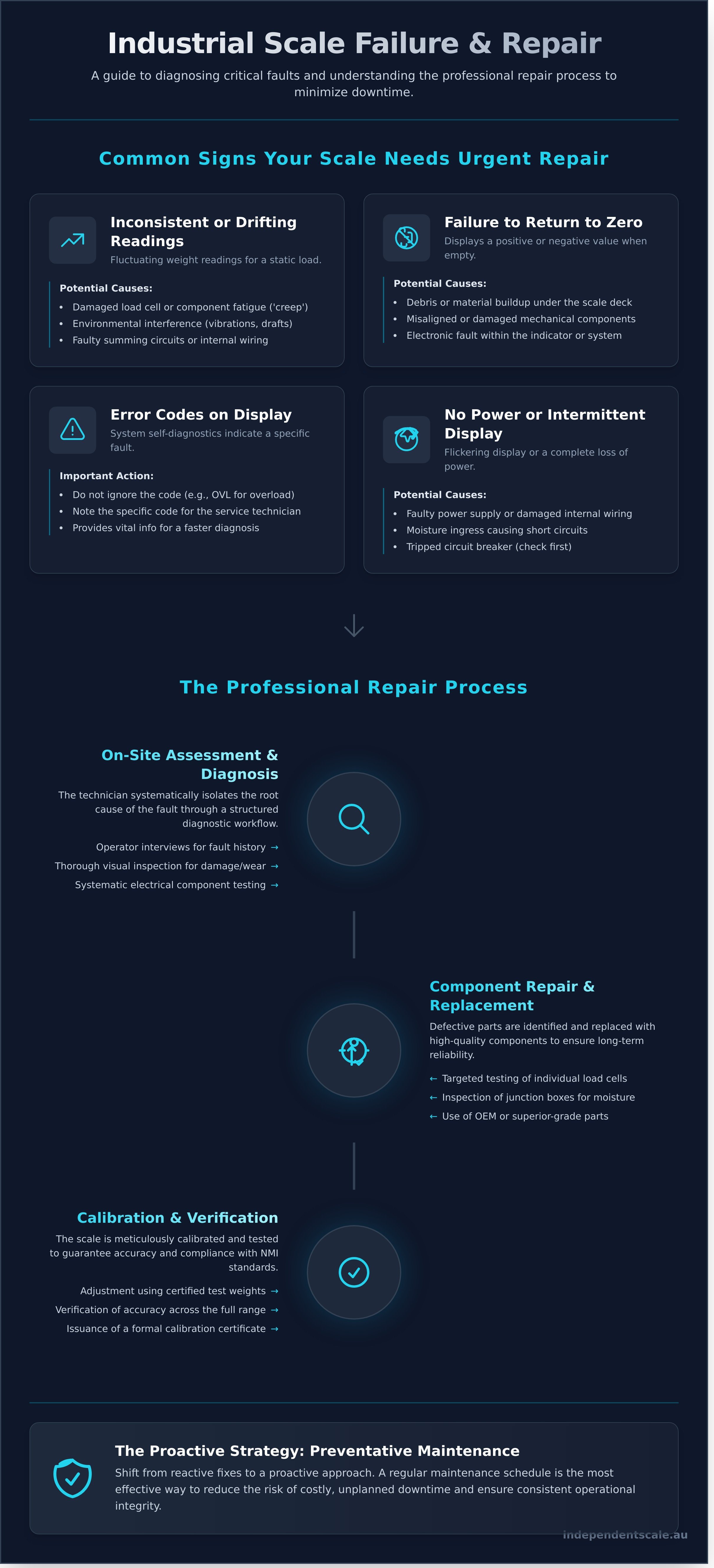 Industrial scale repair infographic - visual guide