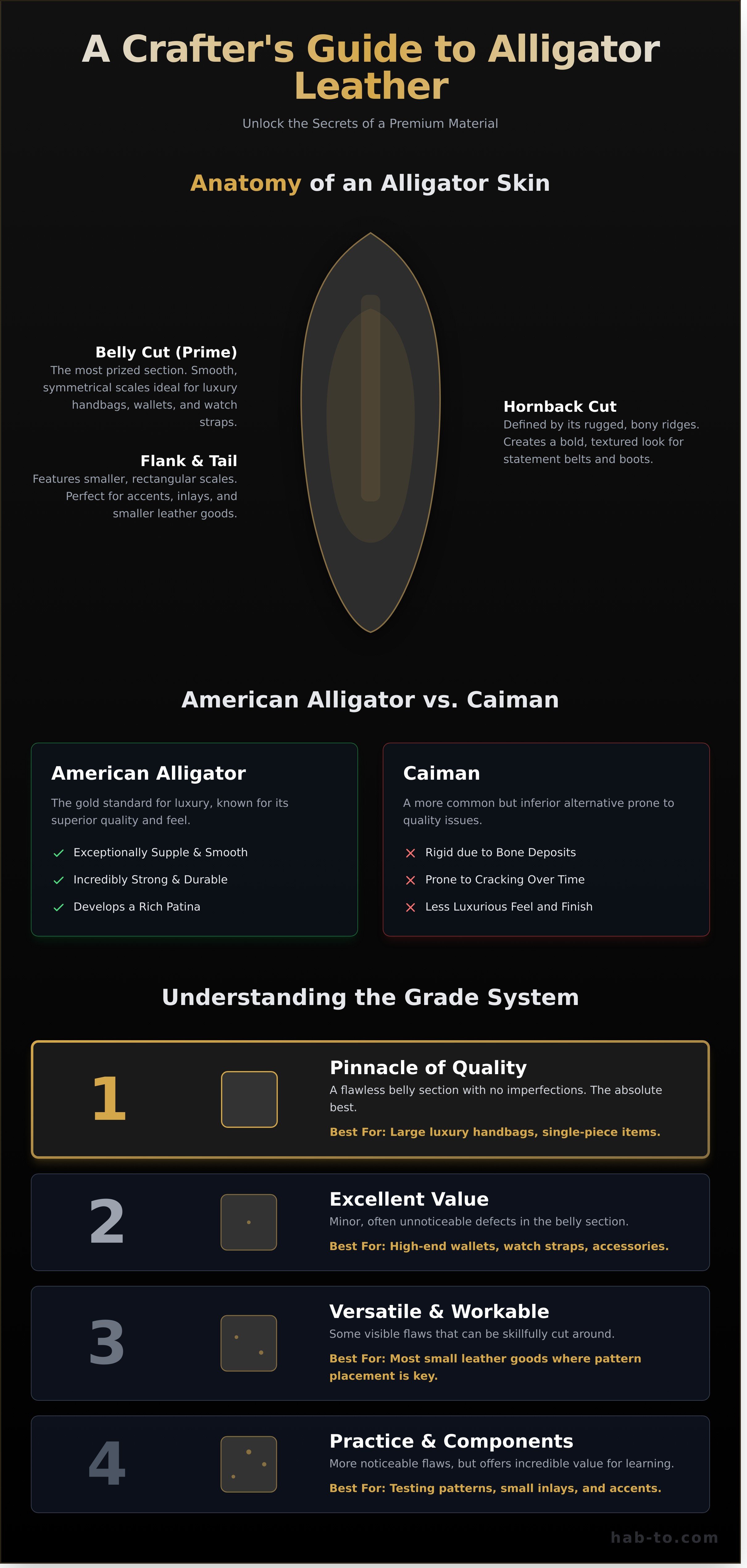 Alligator black infographic - visual guide
