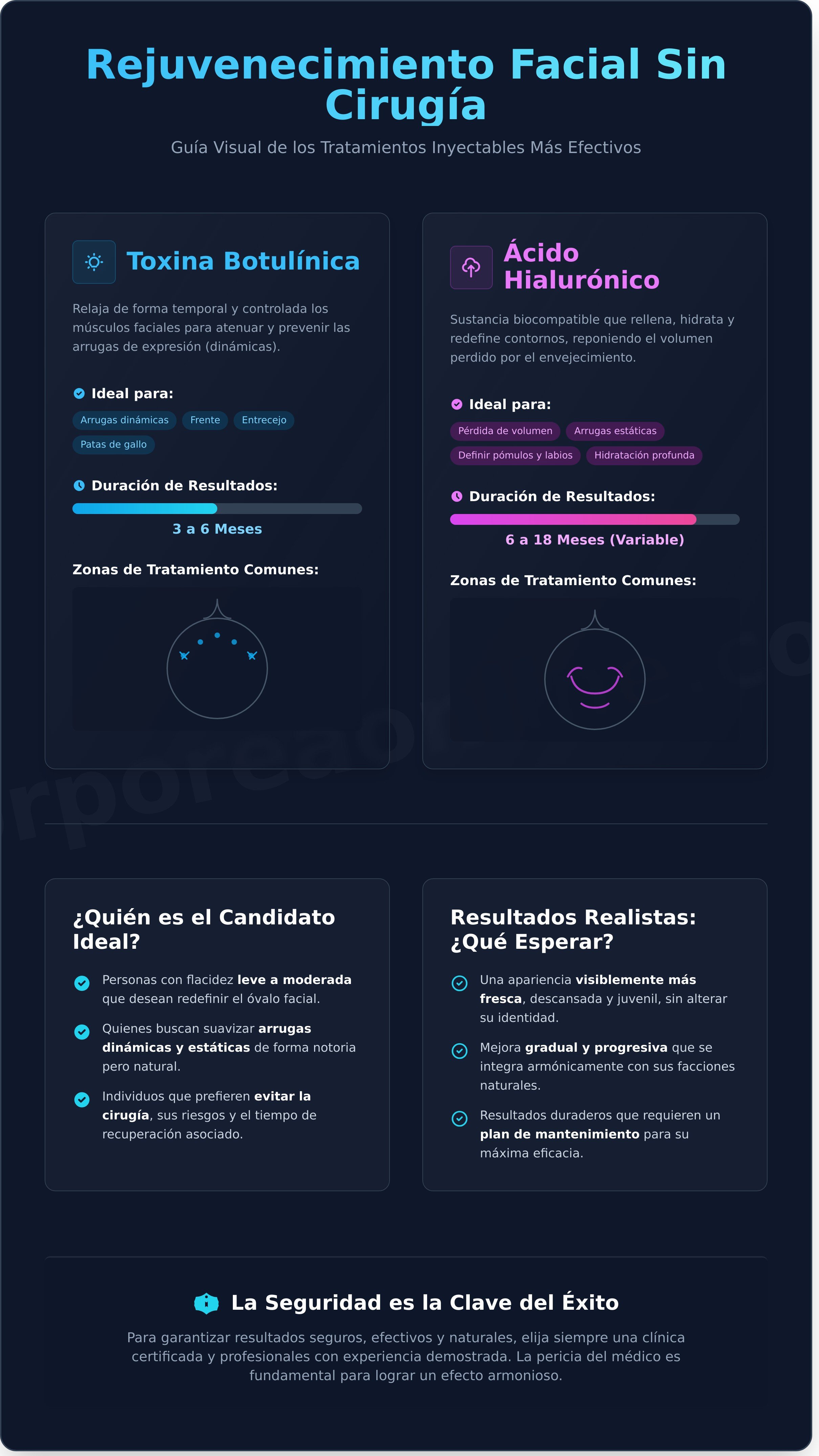 Rejuvenecimiento facial sin cirugía chile infographic - visual guide