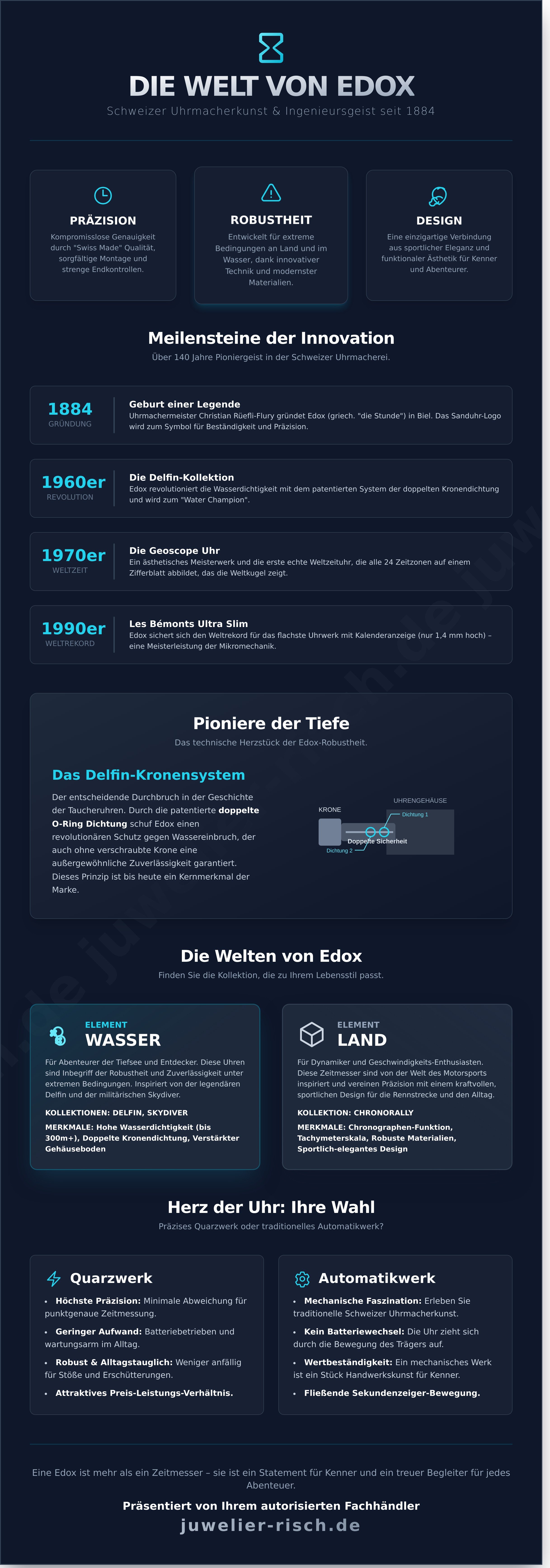 Edox uhren infographic - visual guide