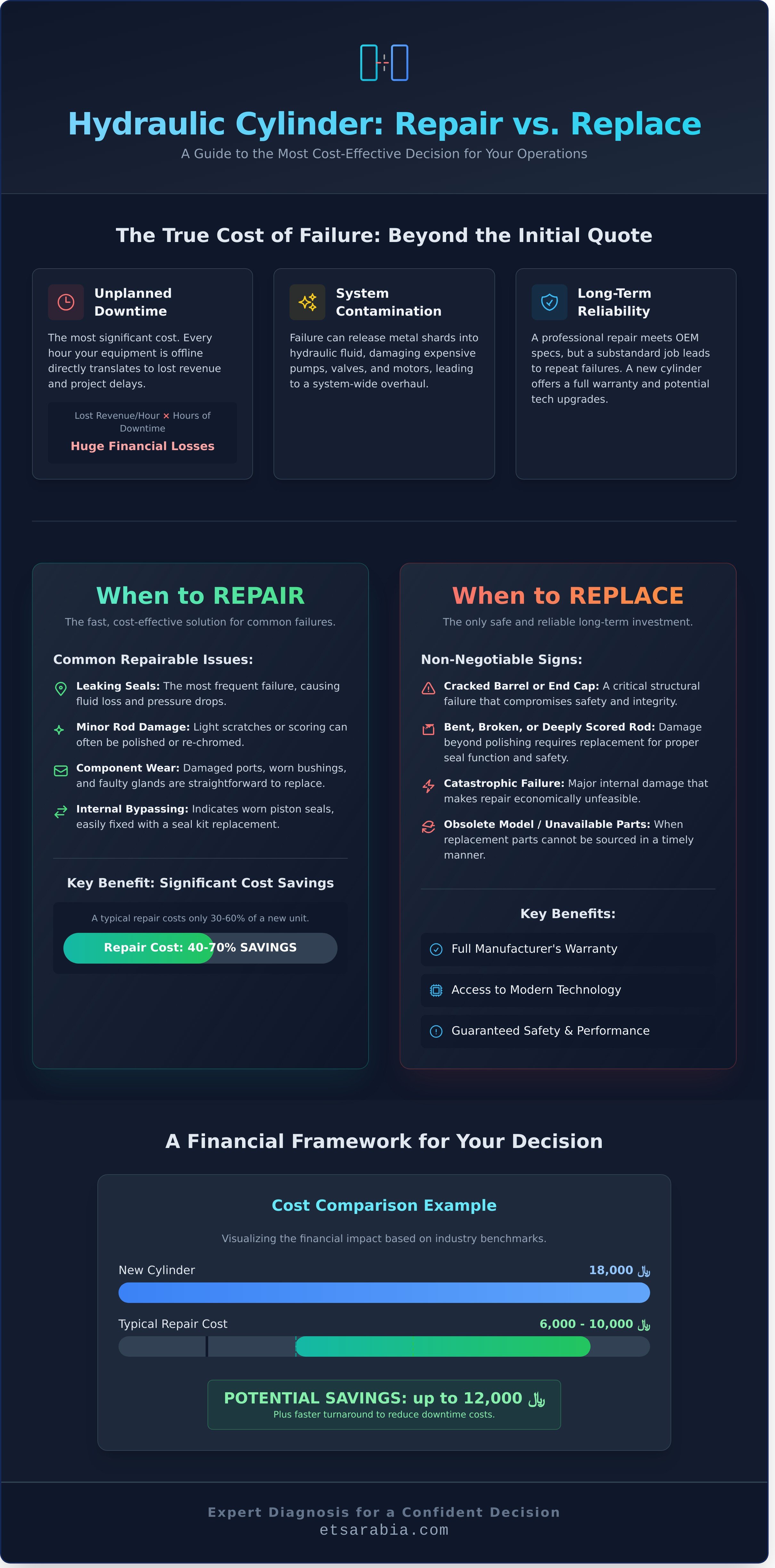 Cost of hydraulic cylinder repair vs replacement