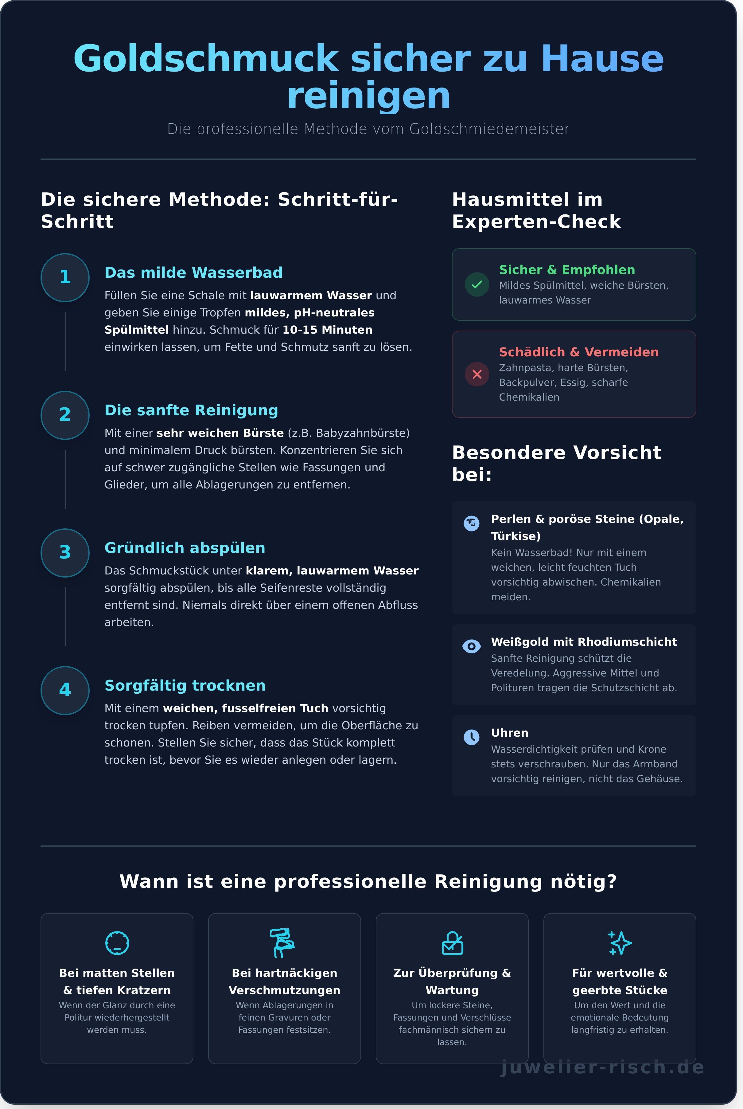 Goldschmuck reinigen infographic - visual guide