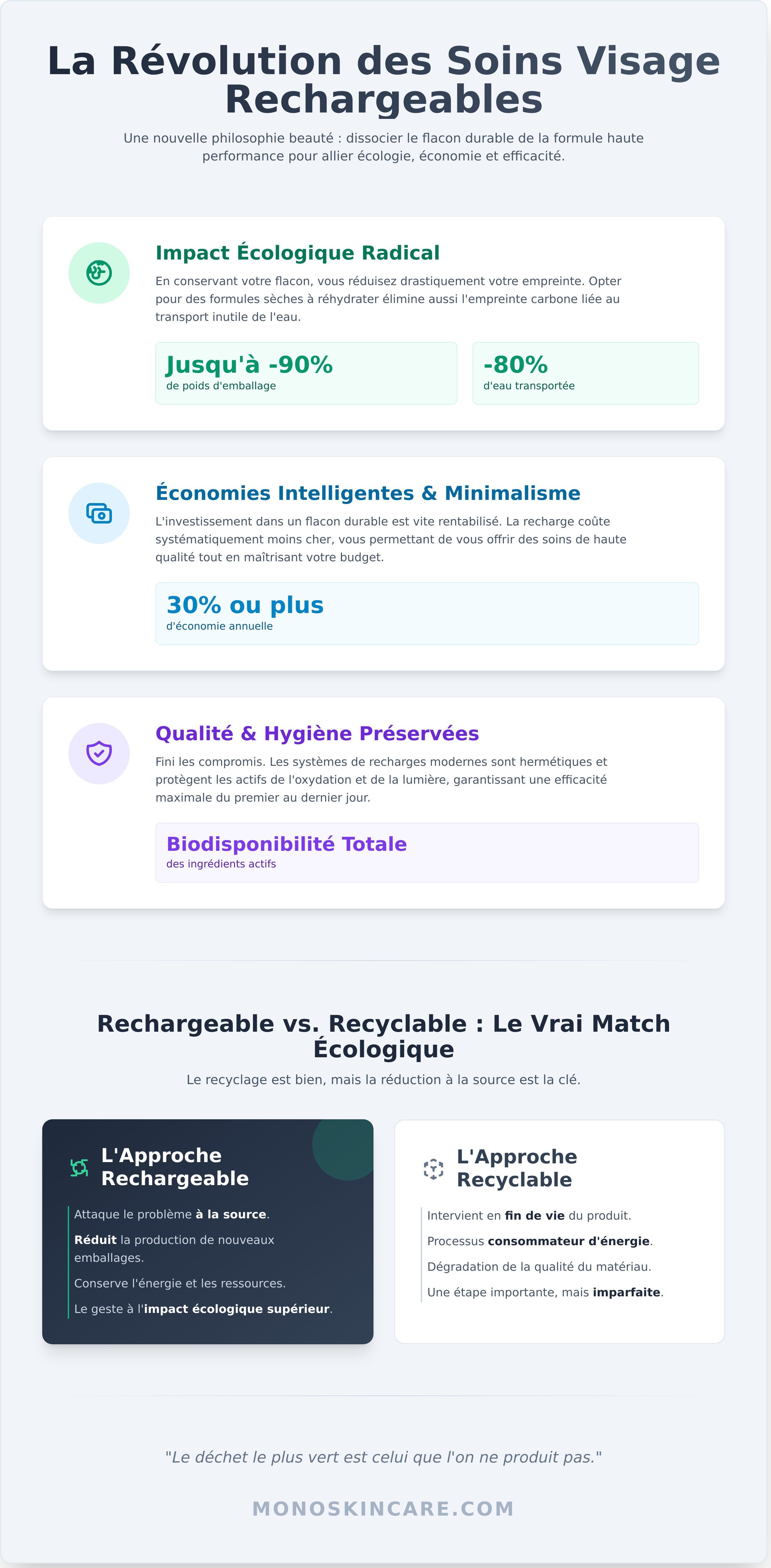 Soins visage rechargeables infographic - visual guide