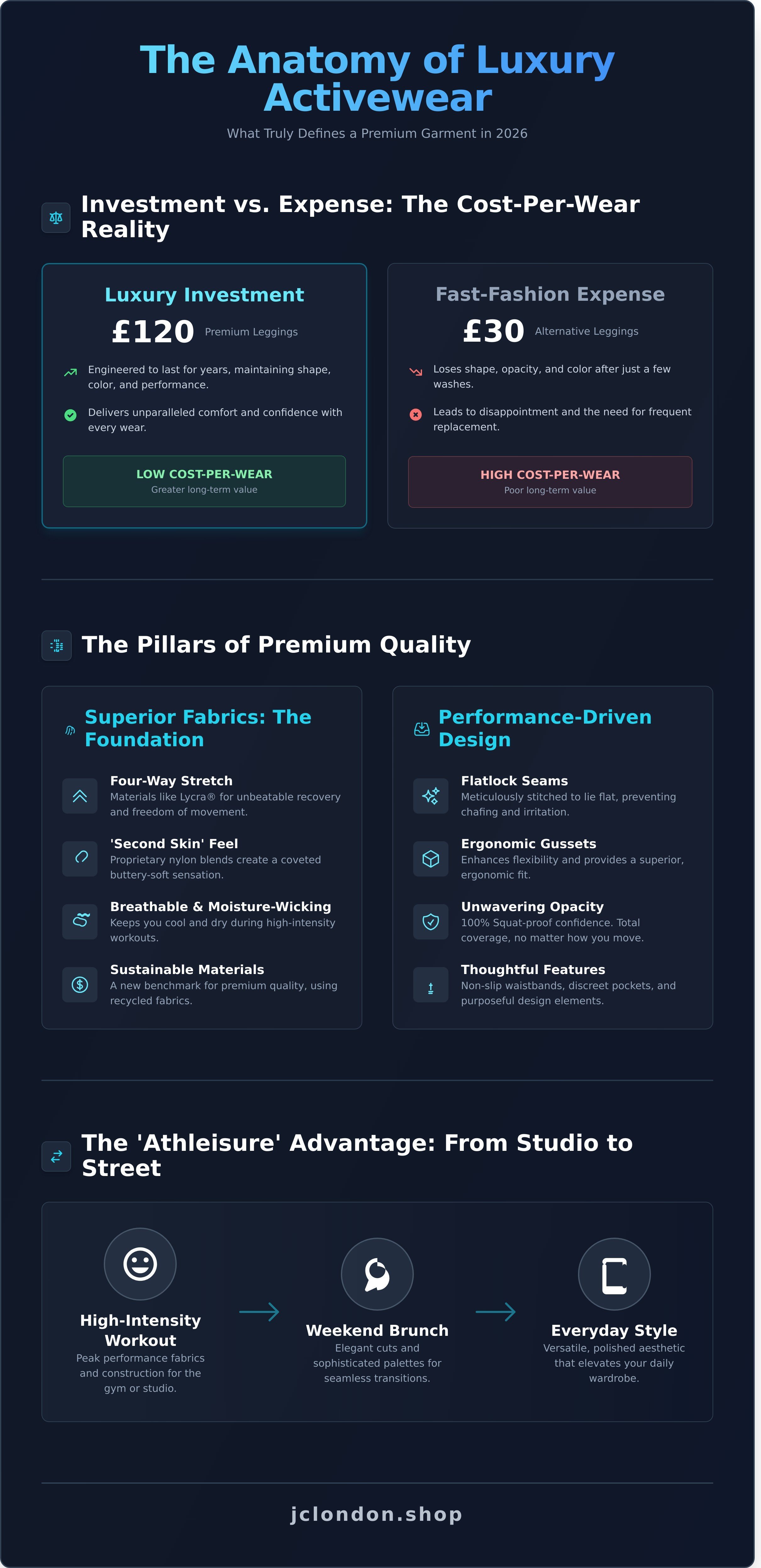 Luxury activewear uk infographic - visual guide