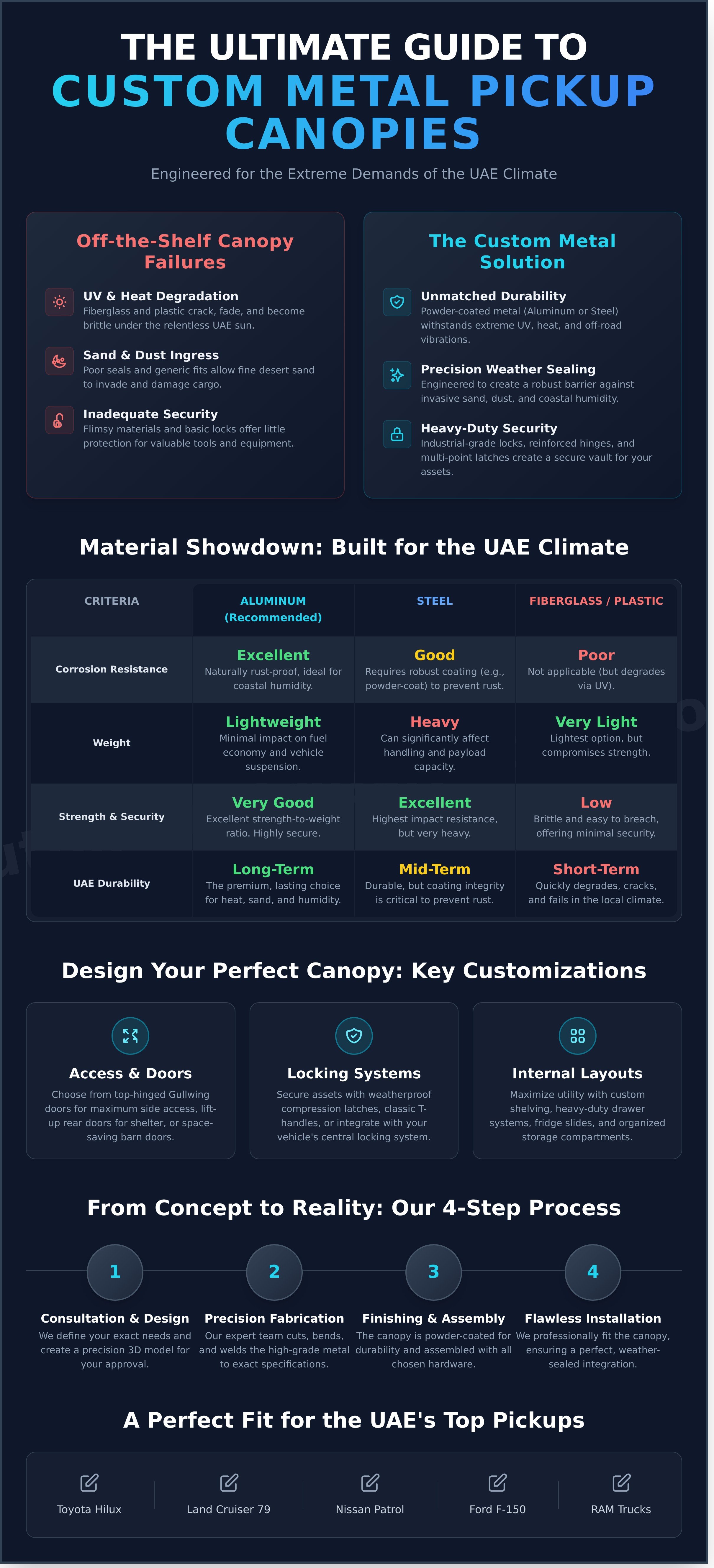 Custom metal canopy for pickups UAE
