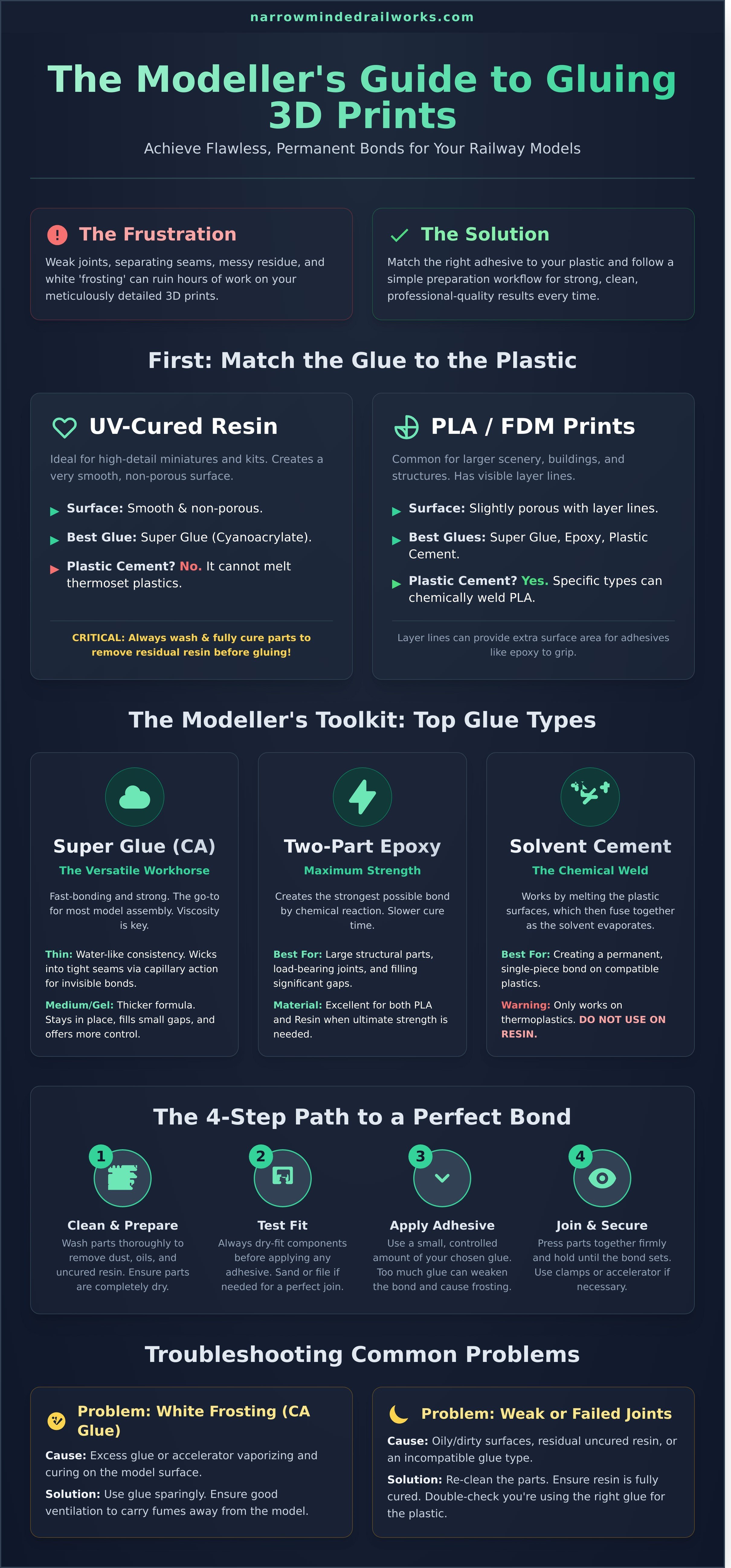 Best glue for 3d printed models infographic - visual guide