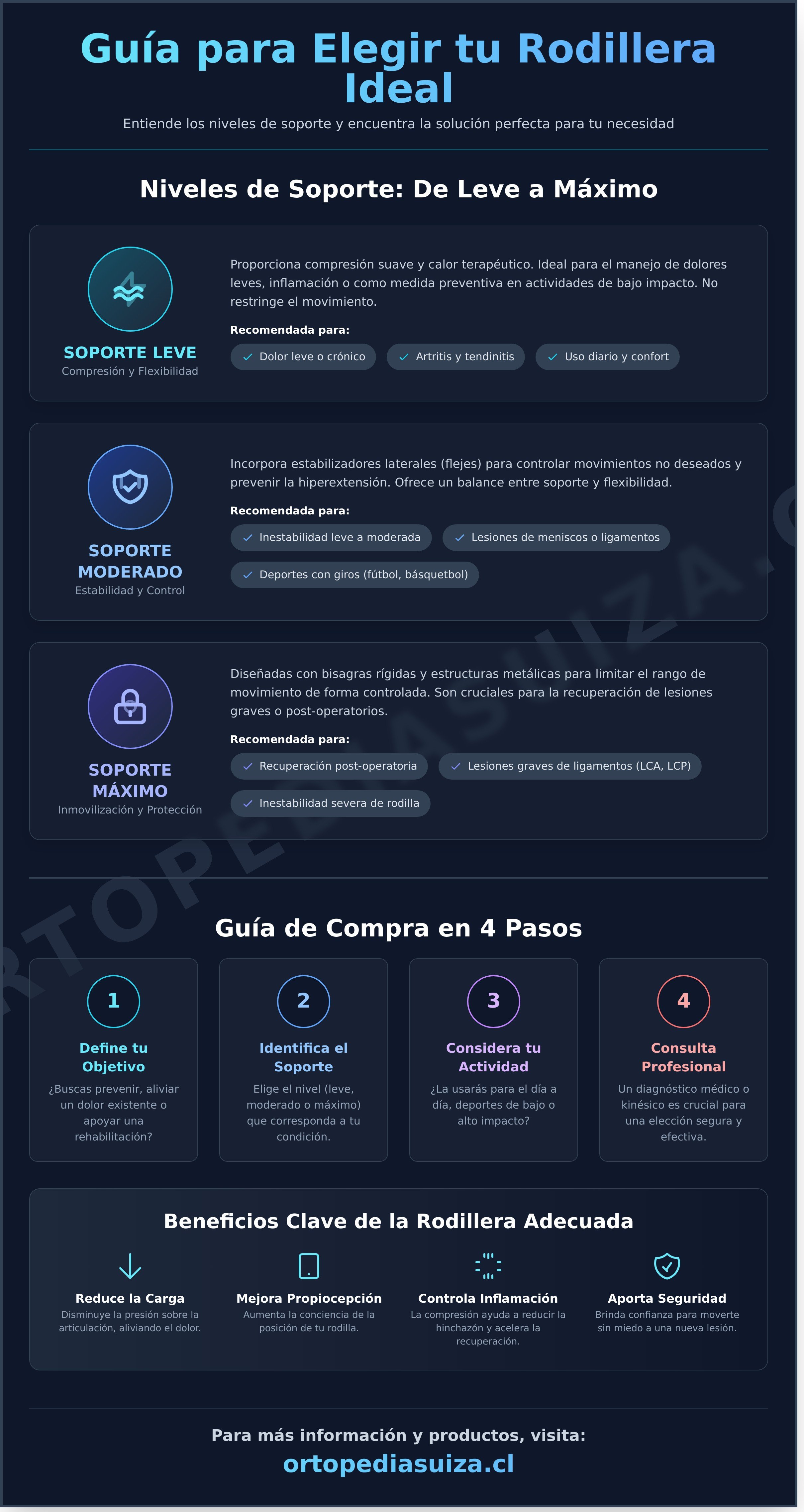 Rodilleras infographic - visual guide