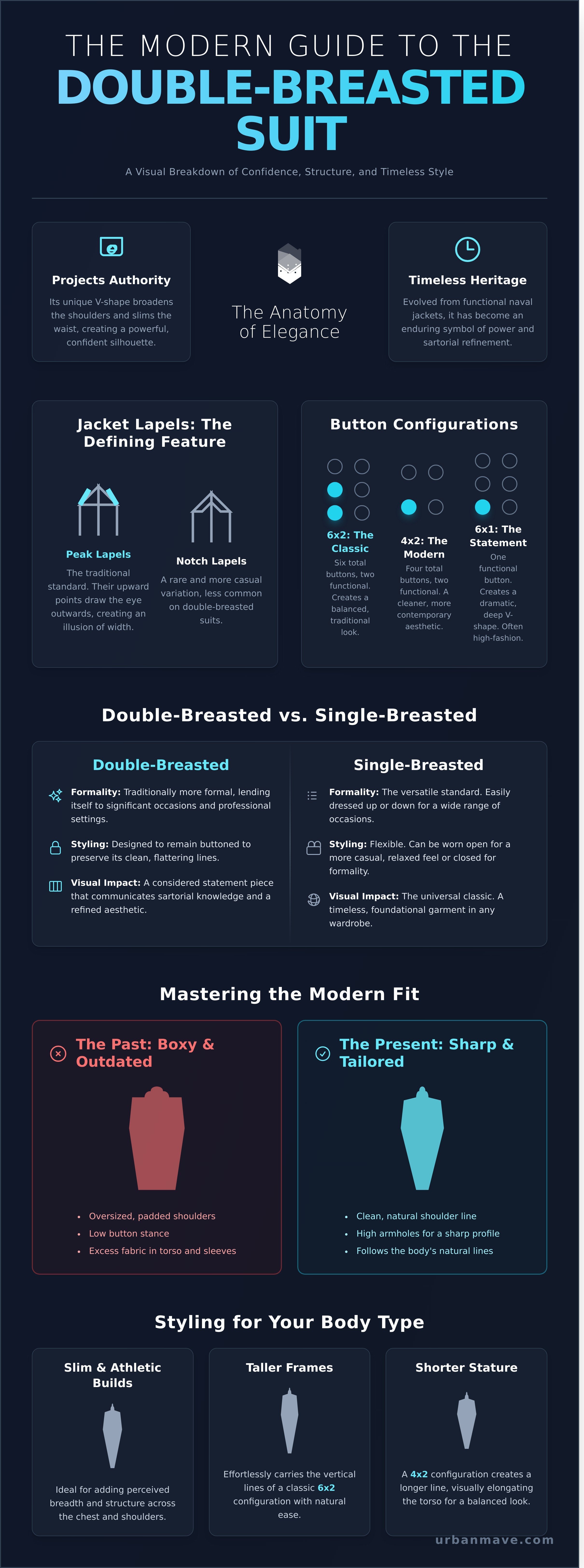 Double breasted suit infographic - visual guide