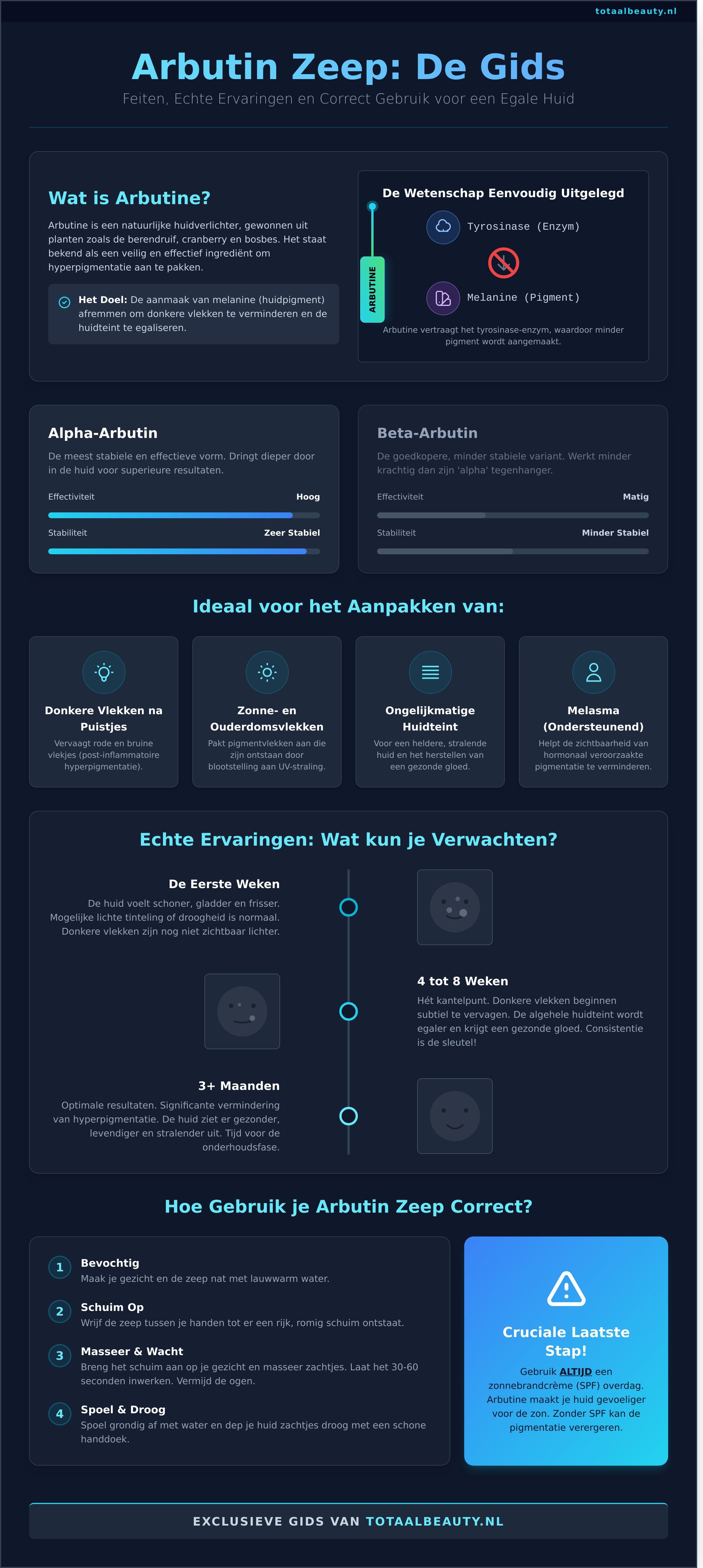 Arbutin zeep ervaringen infographic - visual guide
