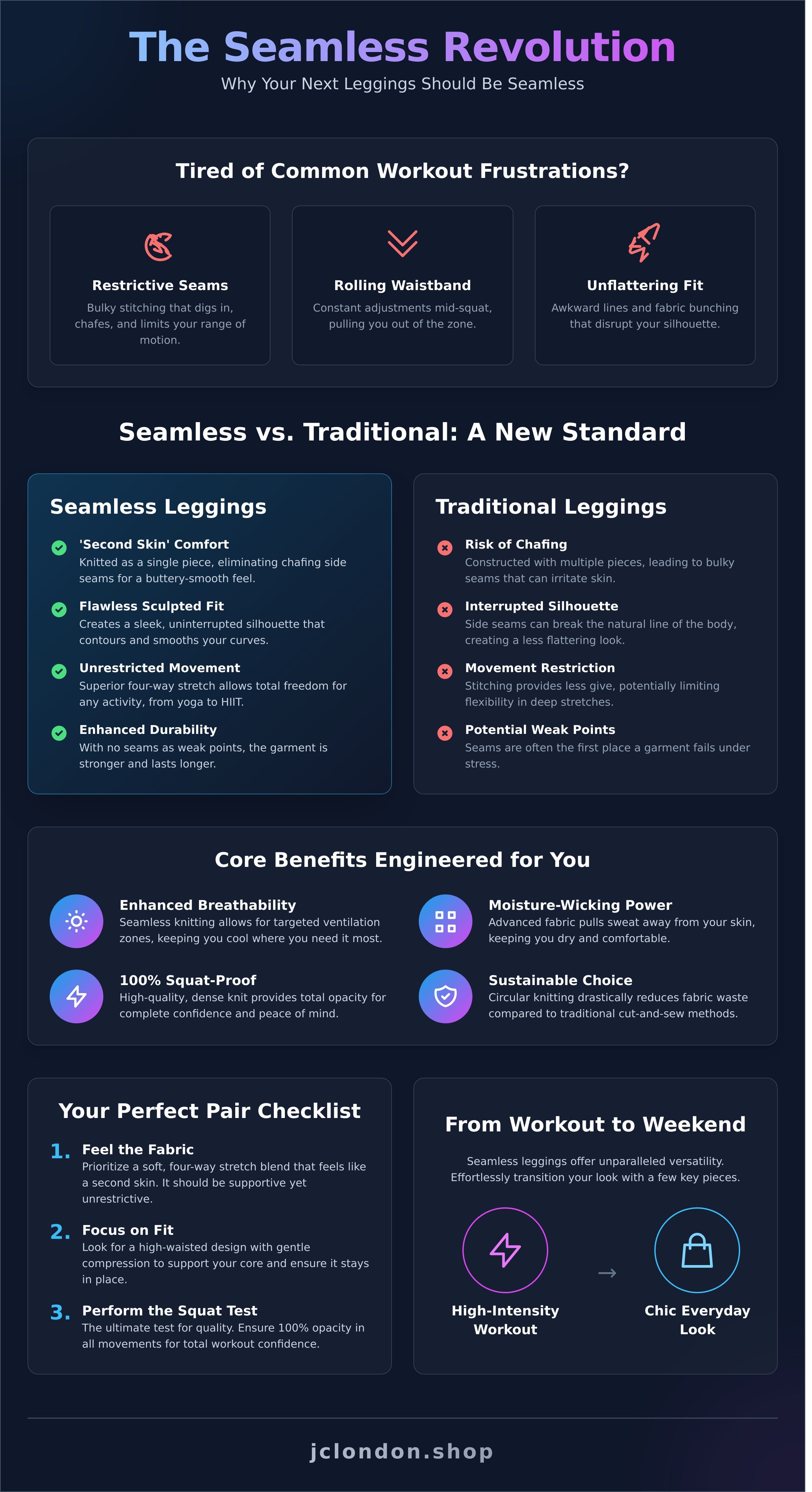 Seamless gym leggings uk infographic - visual guide