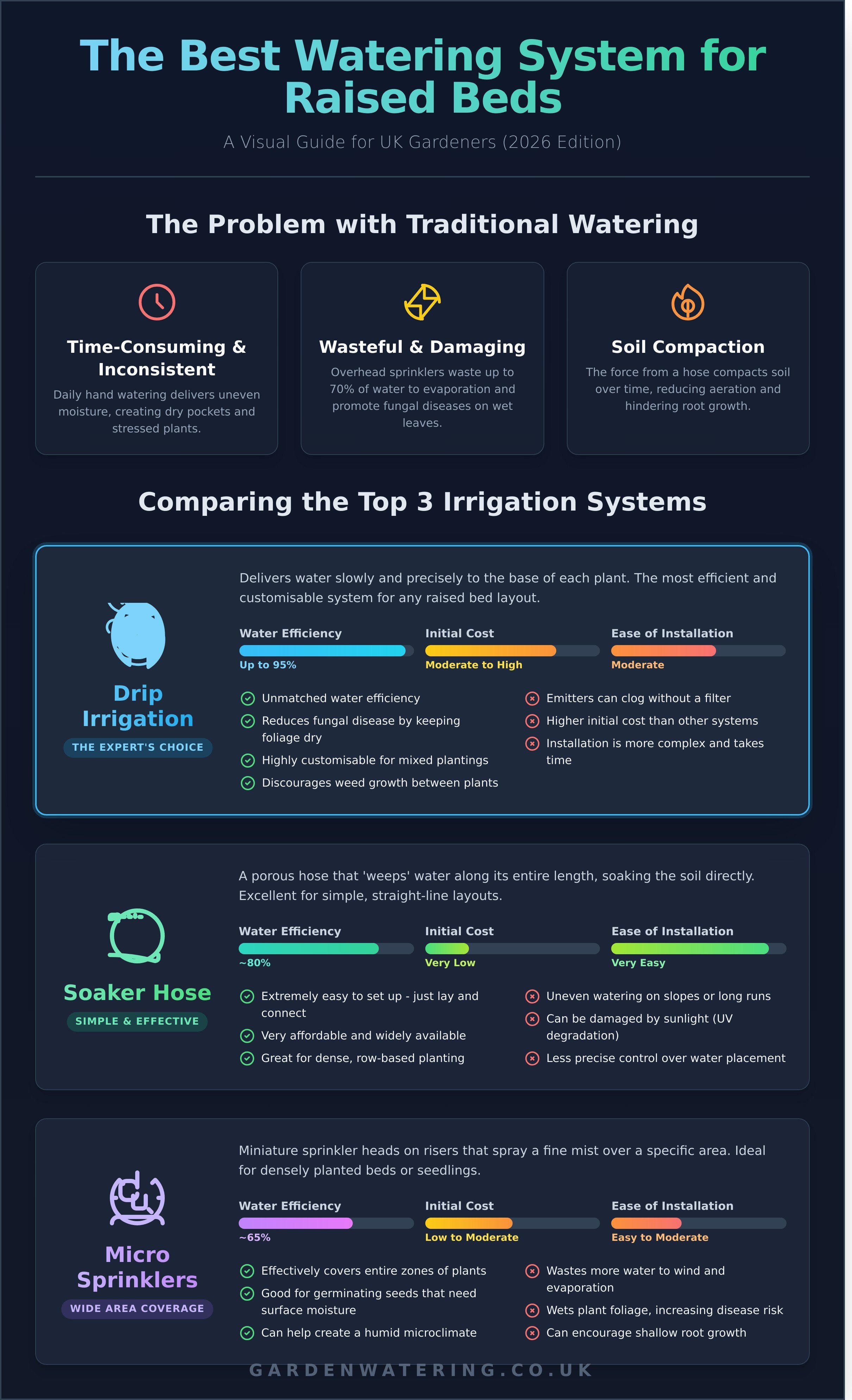 Best watering system for raised beds uk infographic - visual guide