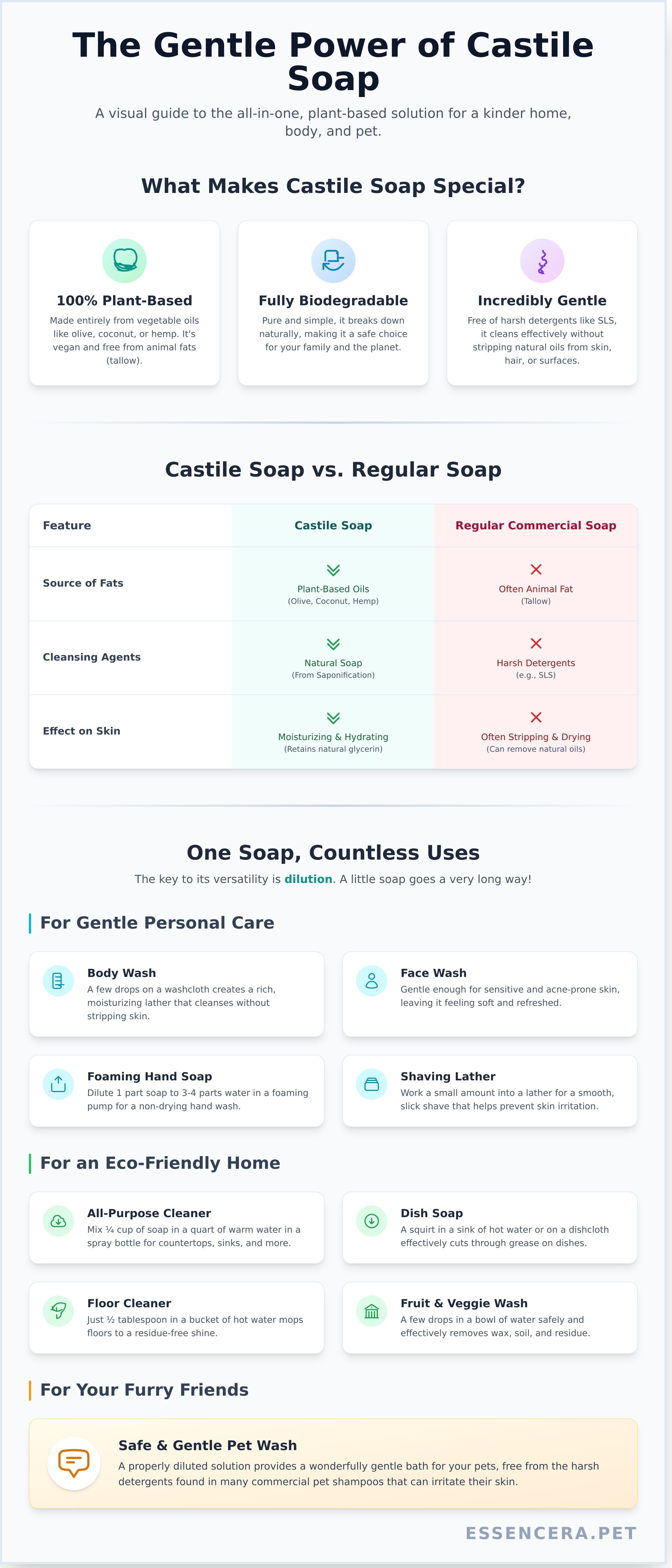 Castile soap infographic - visual guide