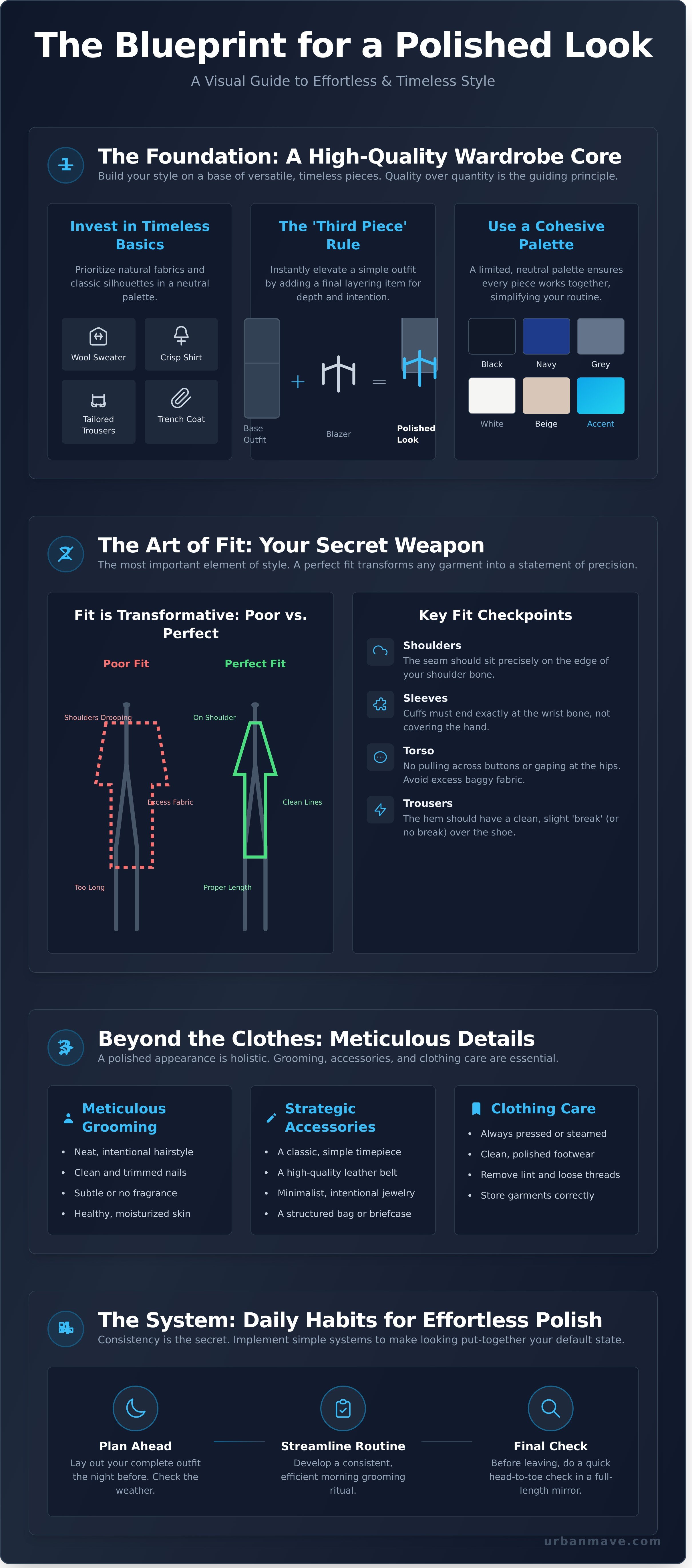 How to look polished and put together infographic - visual guide