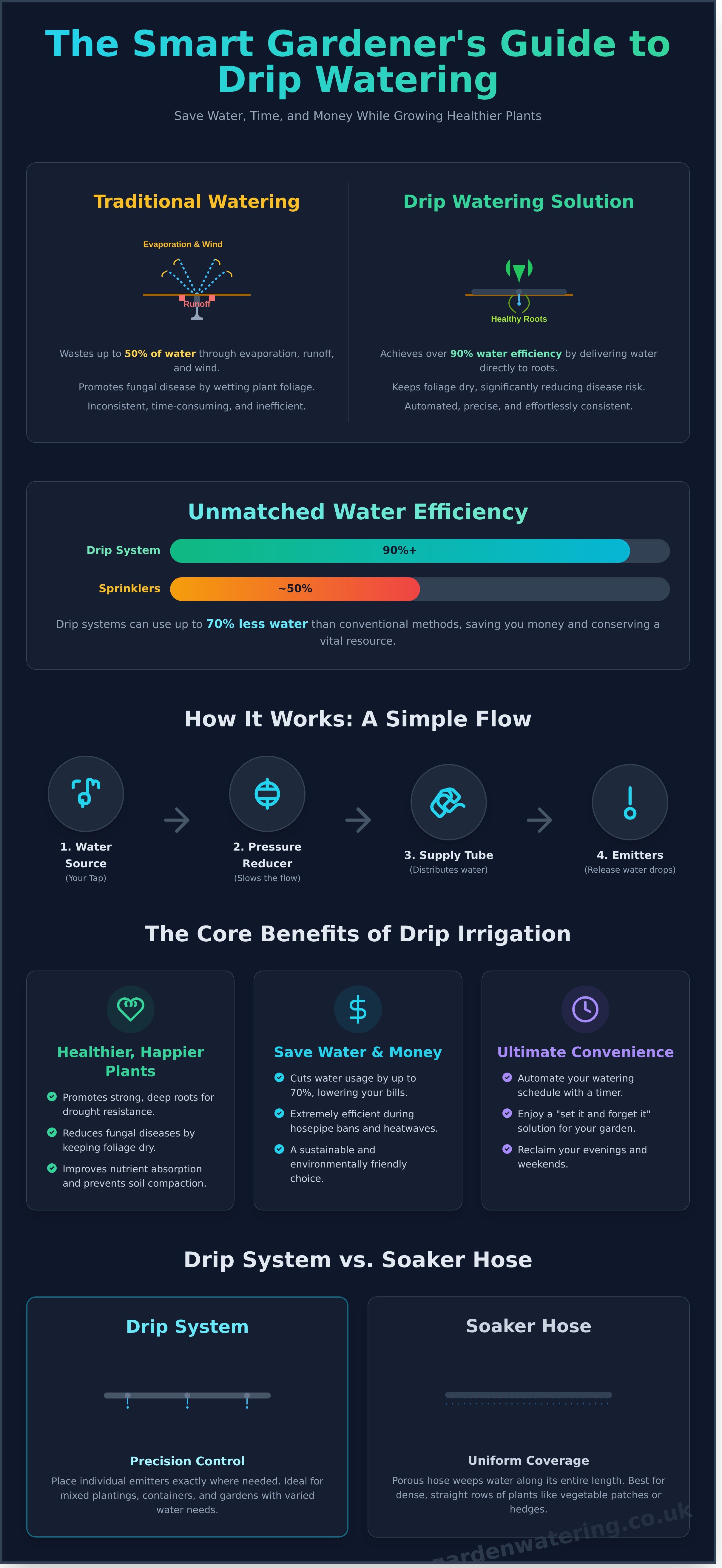 Drip watering system infographic - visual guide