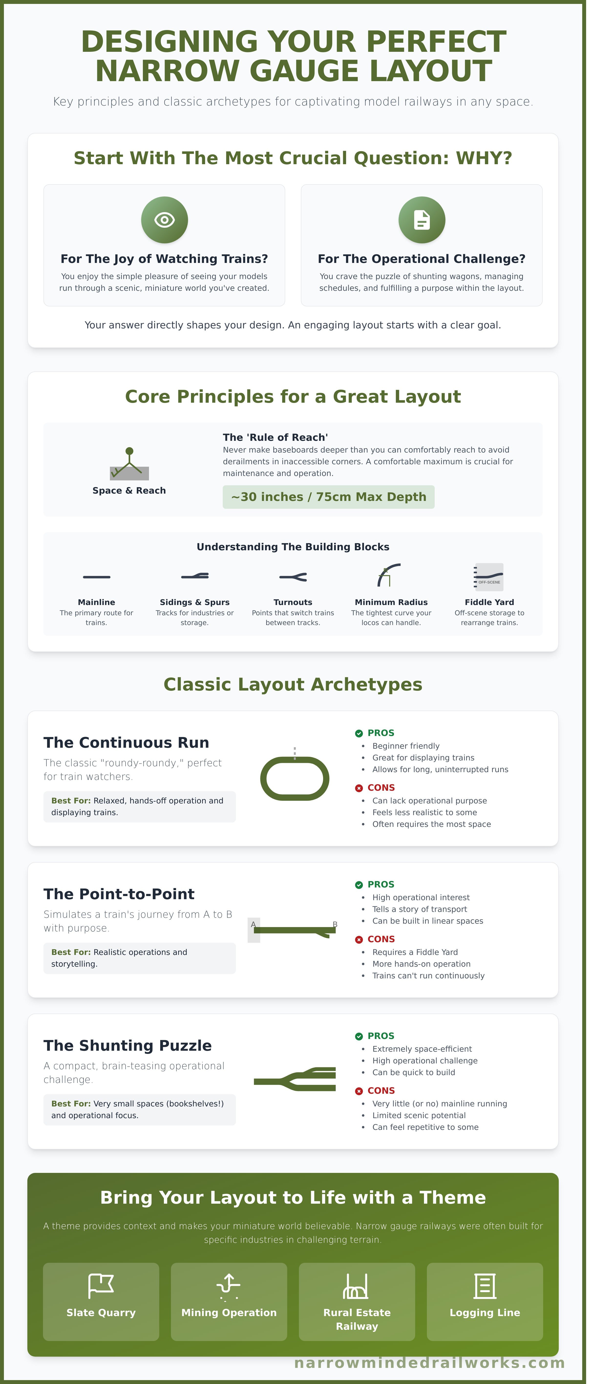 Narrow gauge track plans infographic - visual guide