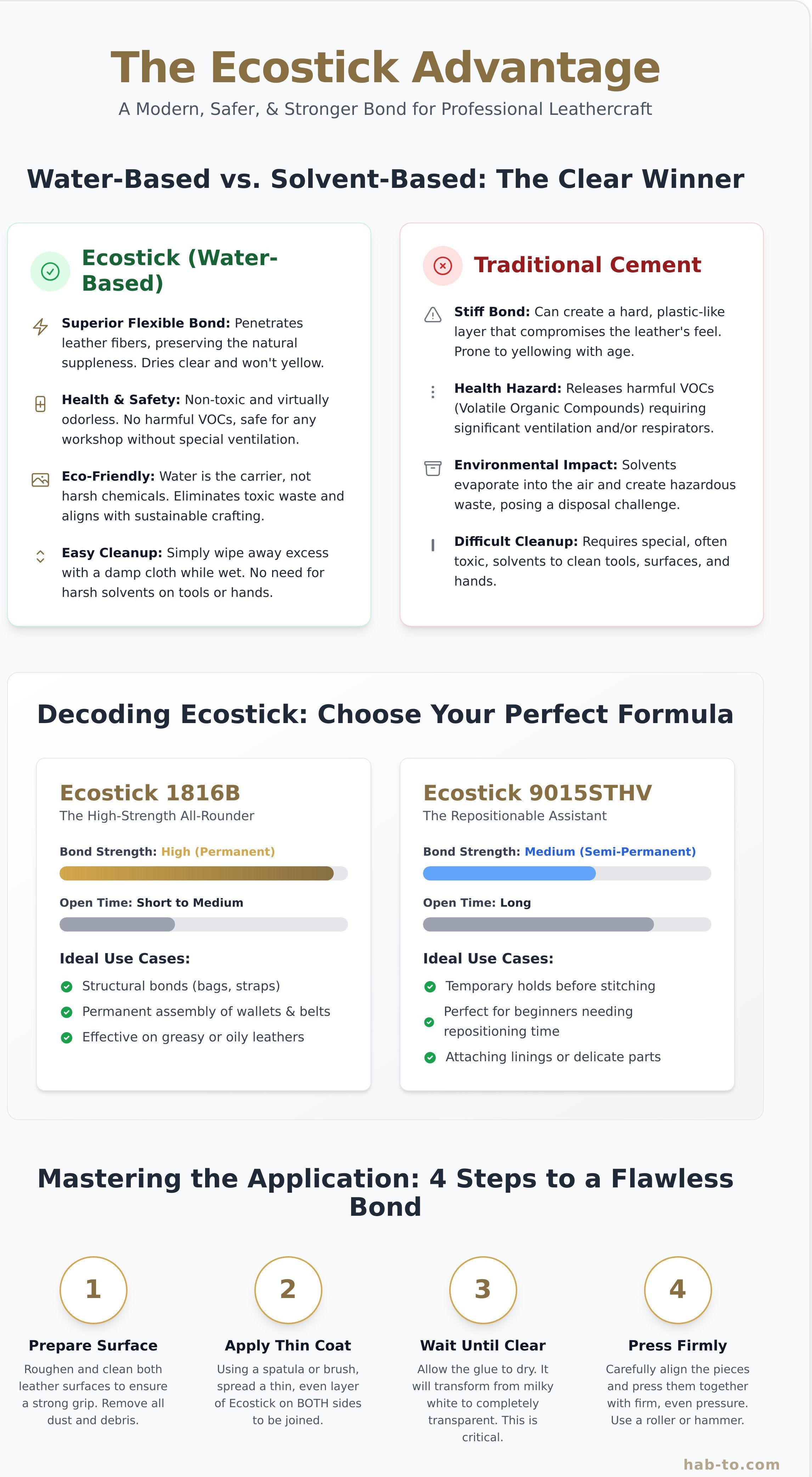 Ecostick waterbased glue infographic - visual guide