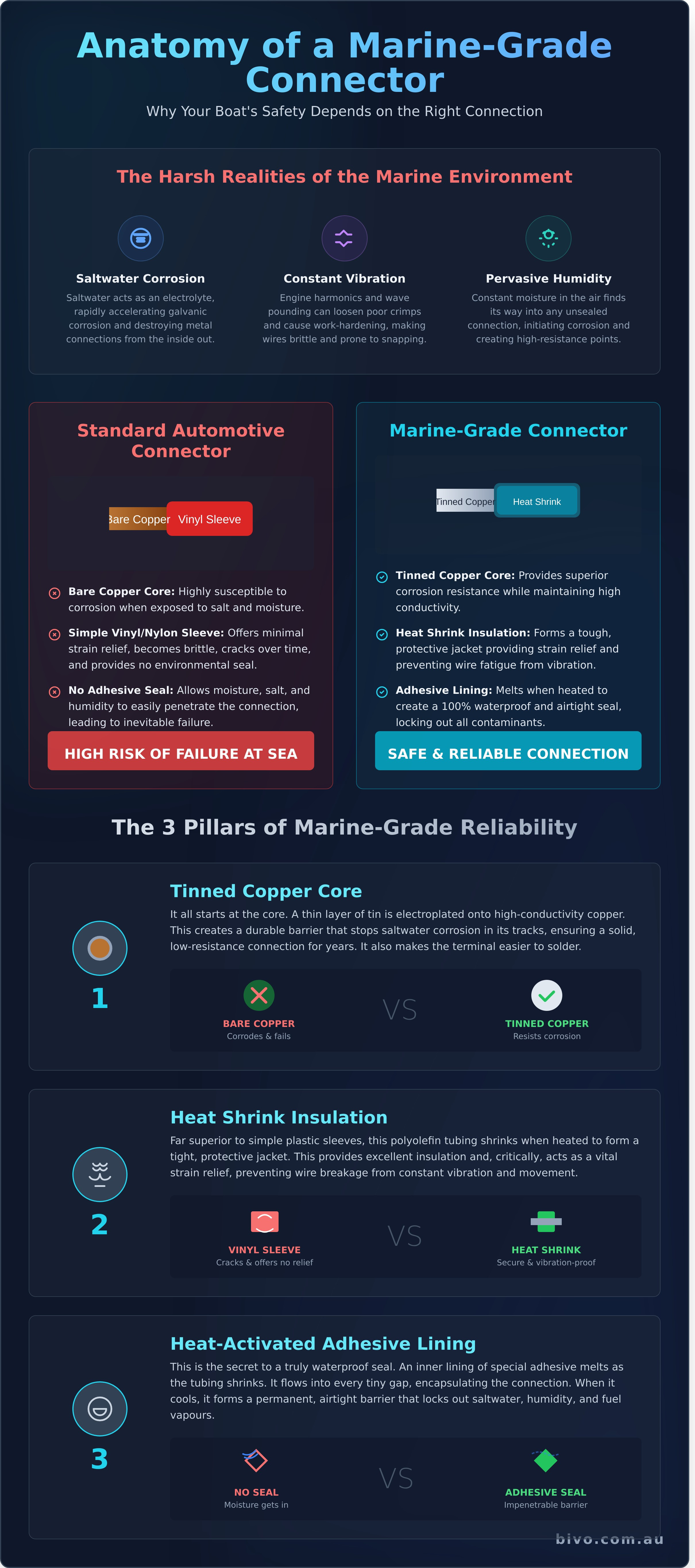 Marine grade wire connectors infographic - visual guide