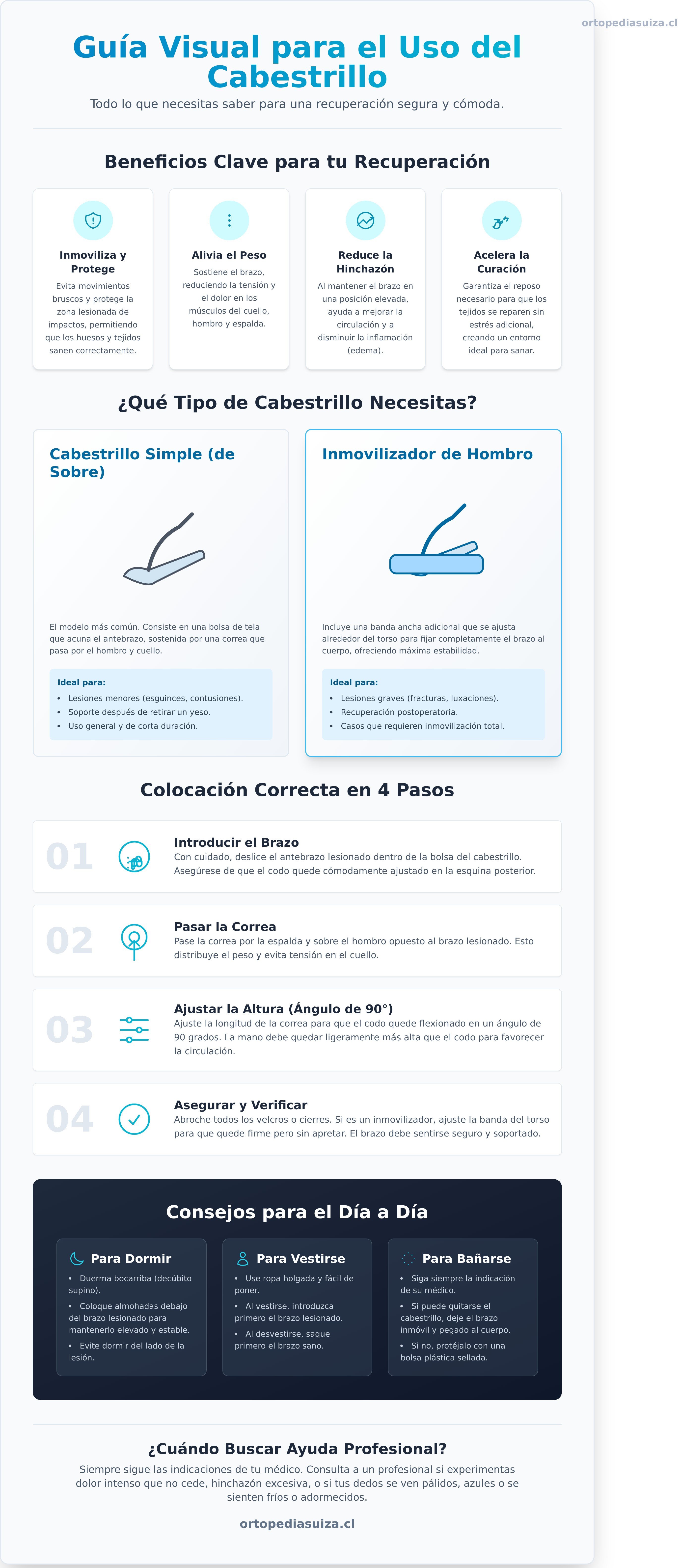 Cabestrillo infographic - visual guide