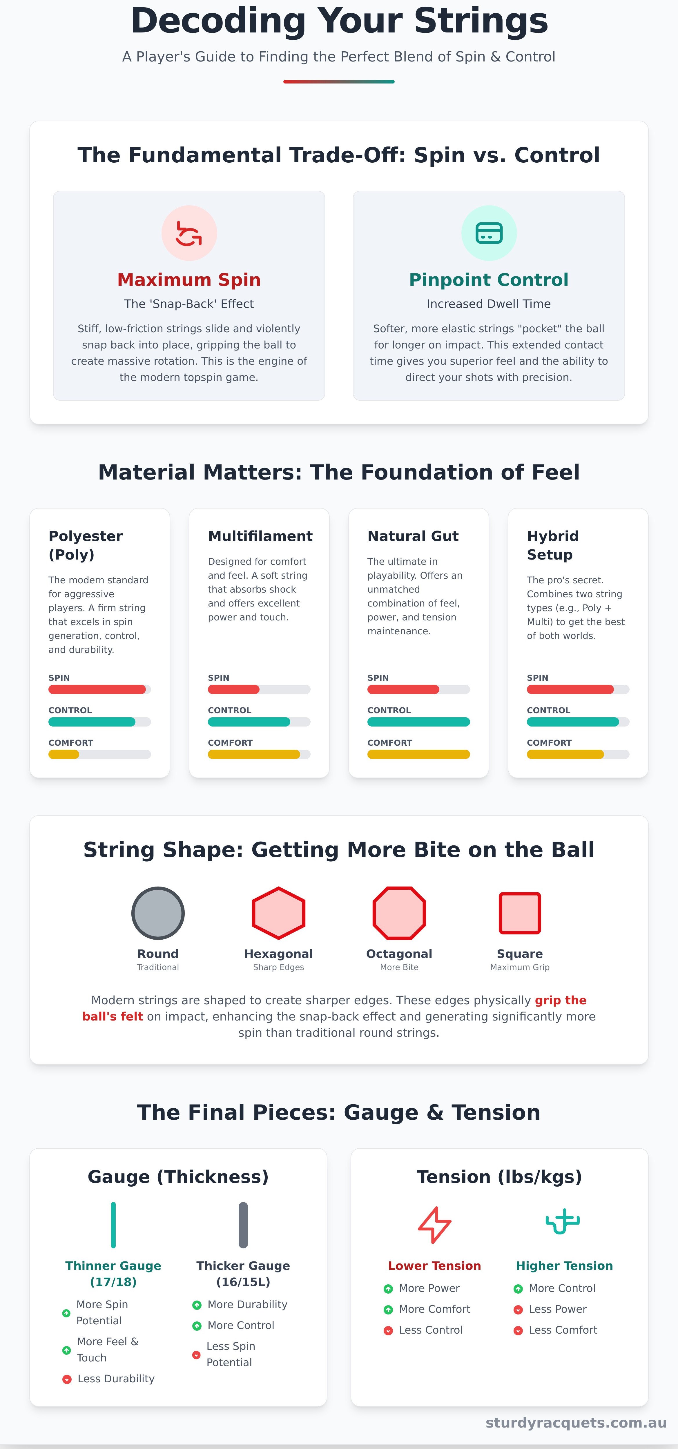 Best tennis strings for spin and control infographic - visual guide