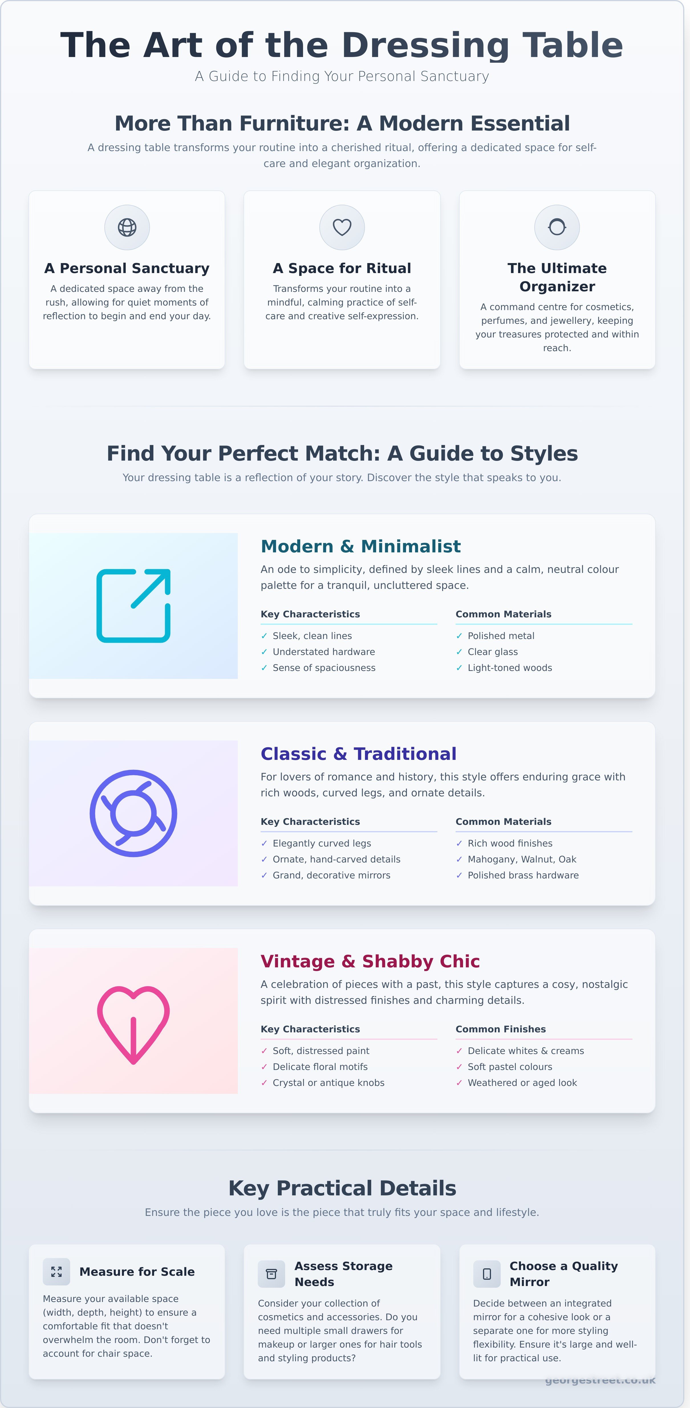 Dressing table infographic - visual guide