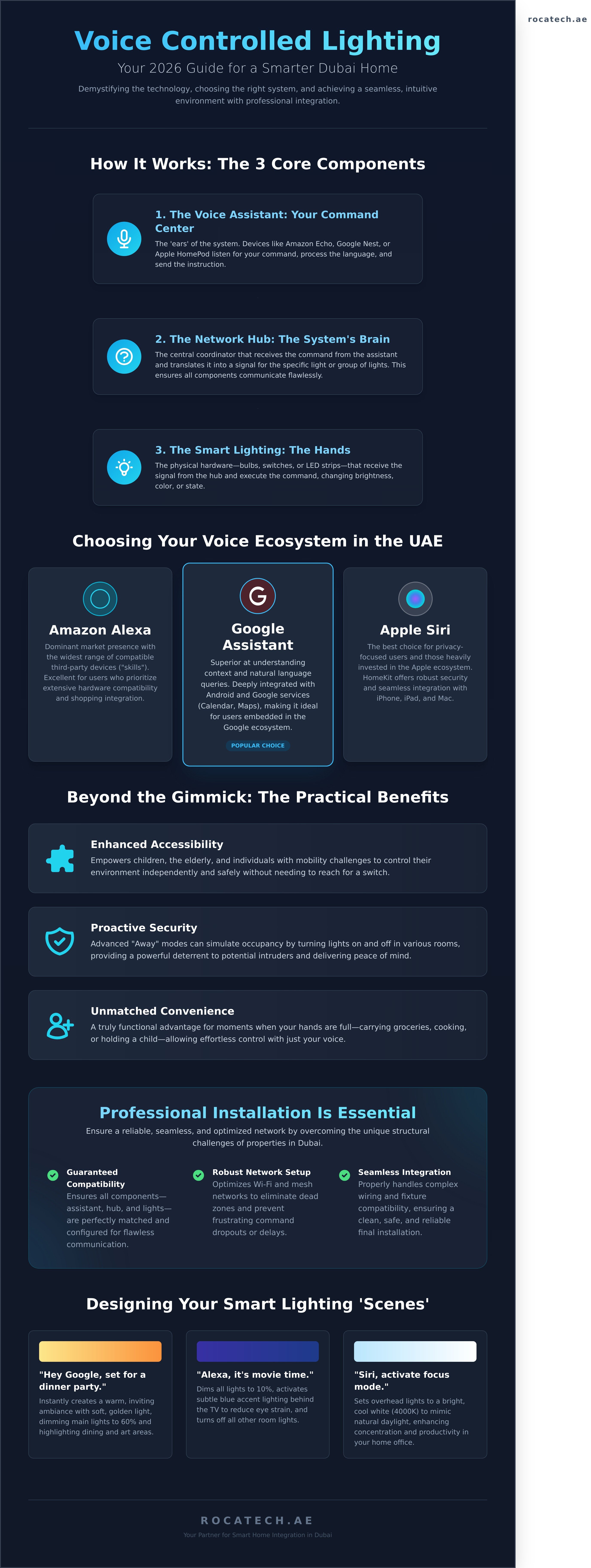 Voice controlled lighting dubai infographic - visual guide