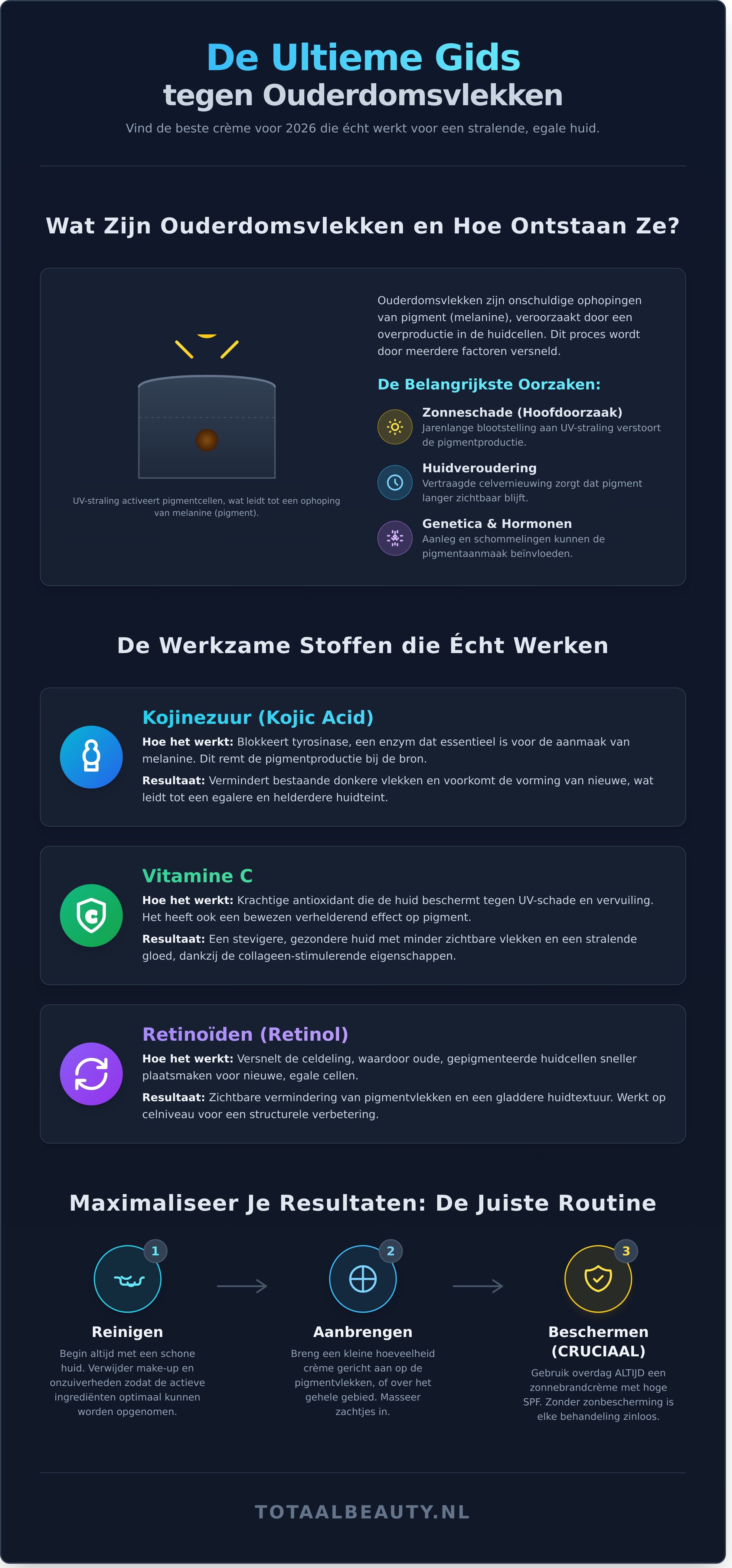 Beste crème tegen ouderdomsvlekken 2026 infographic - visual guide