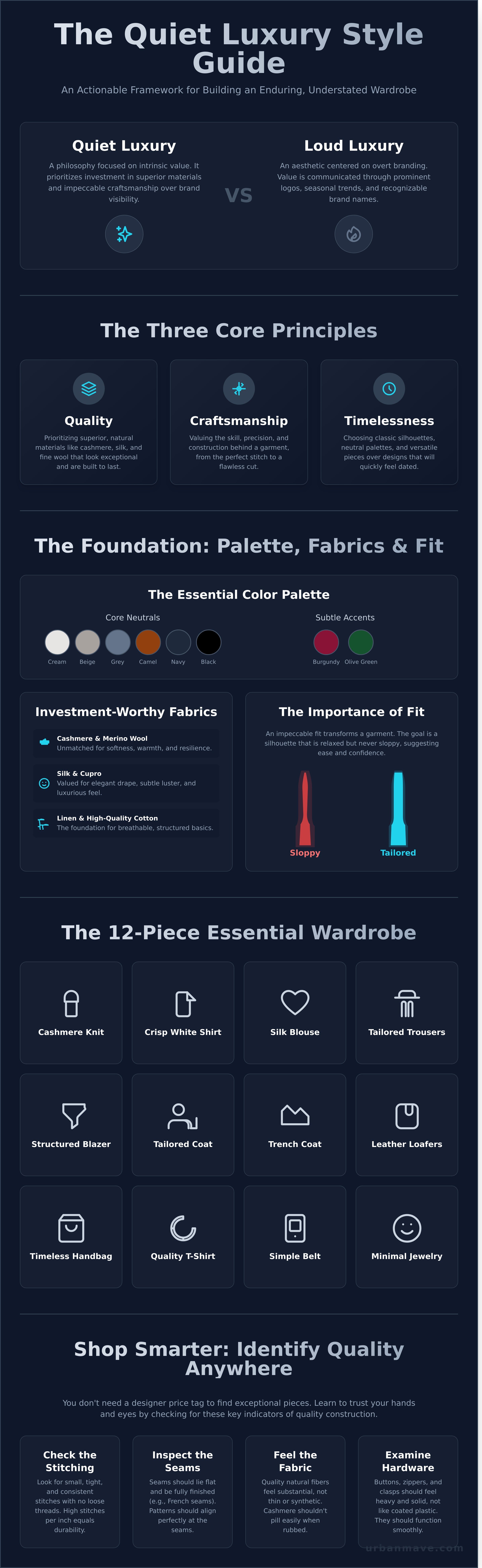 Quiet luxury style guide infographic - visual guide