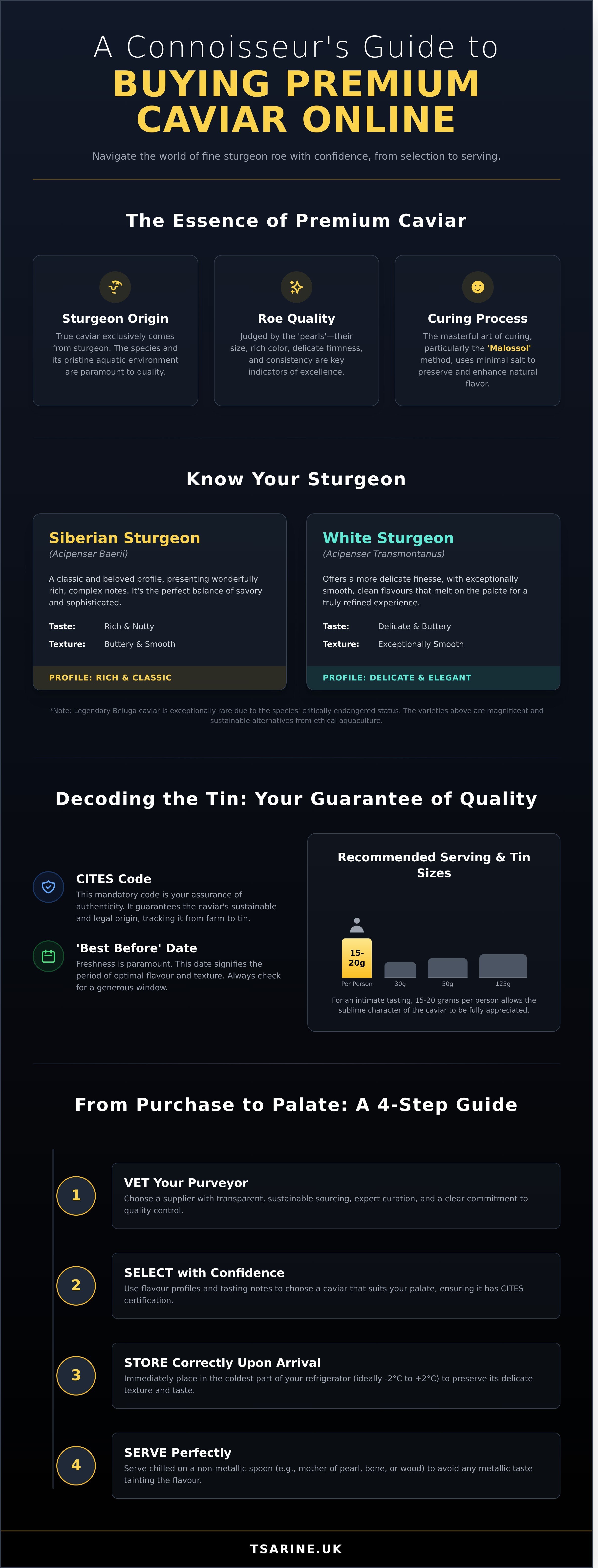 Buy premium caviar online uk infographic - visual guide