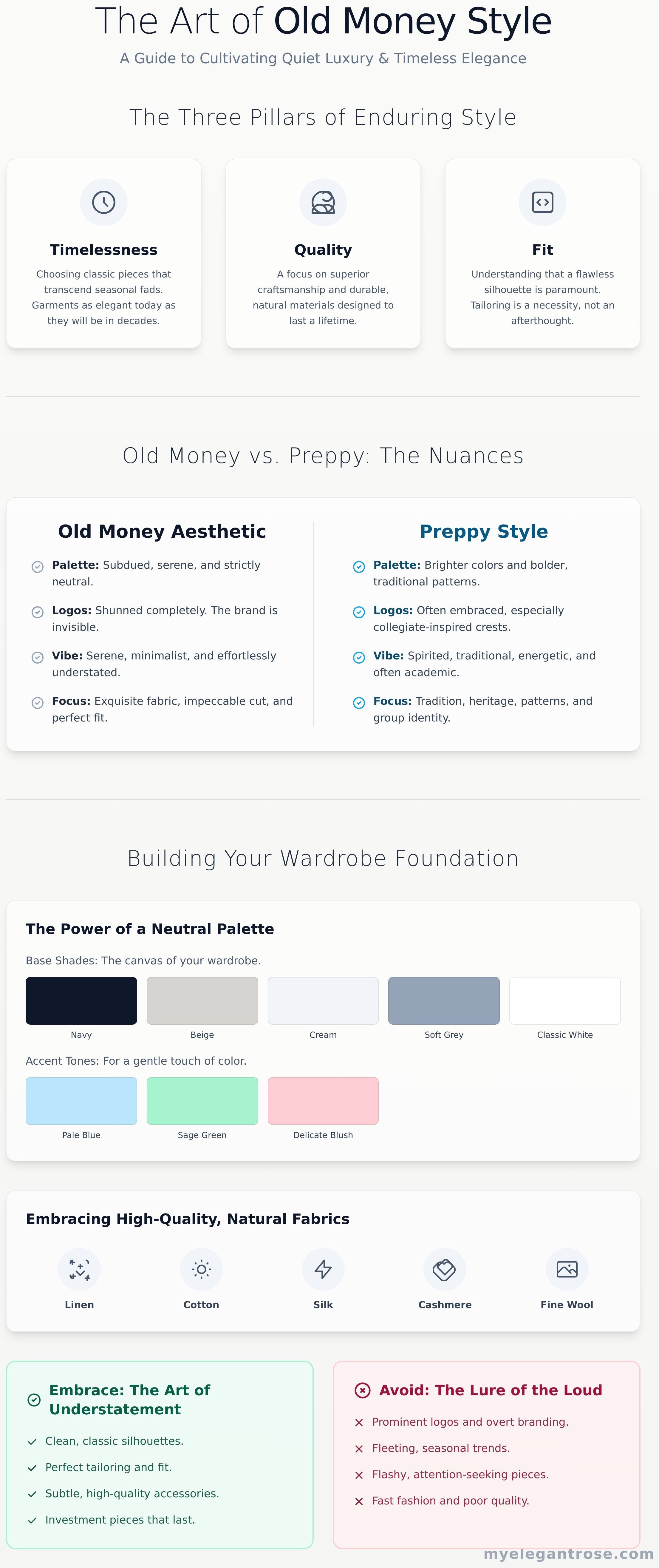 Old money style infographic - visual guide