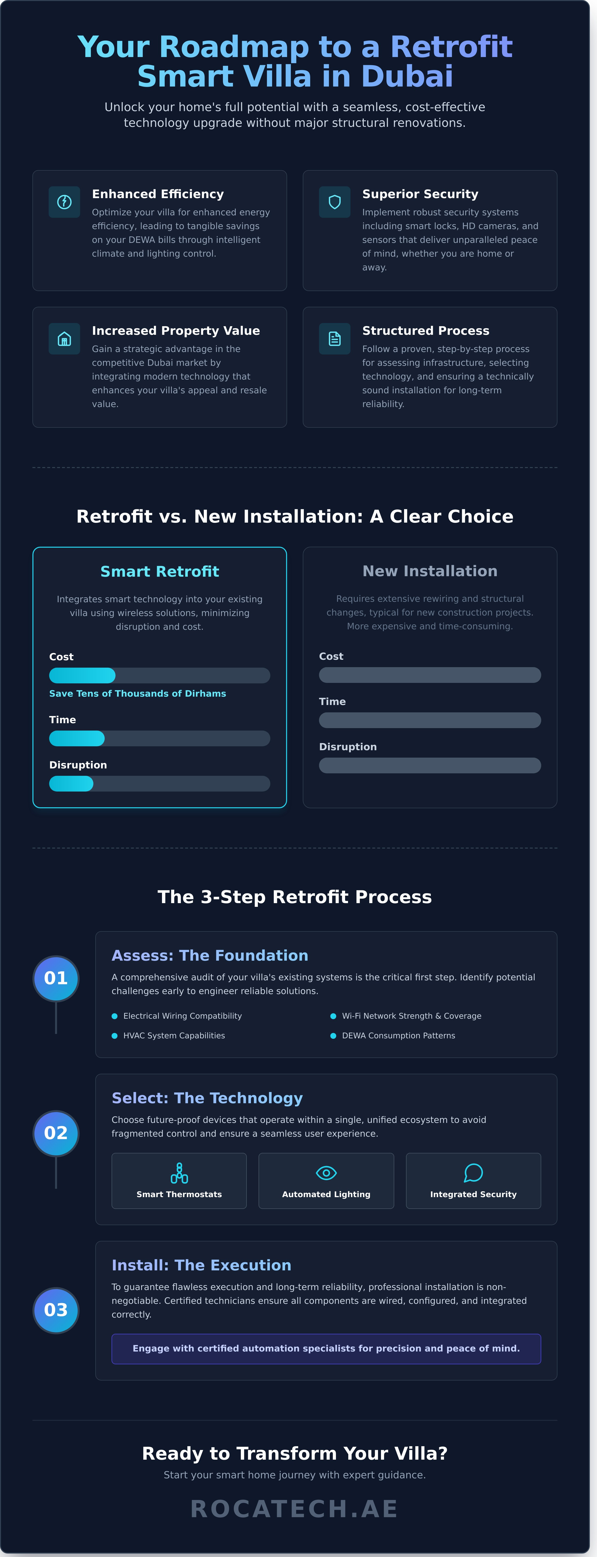 Retrofit smart home dubai villa infographic - visual guide