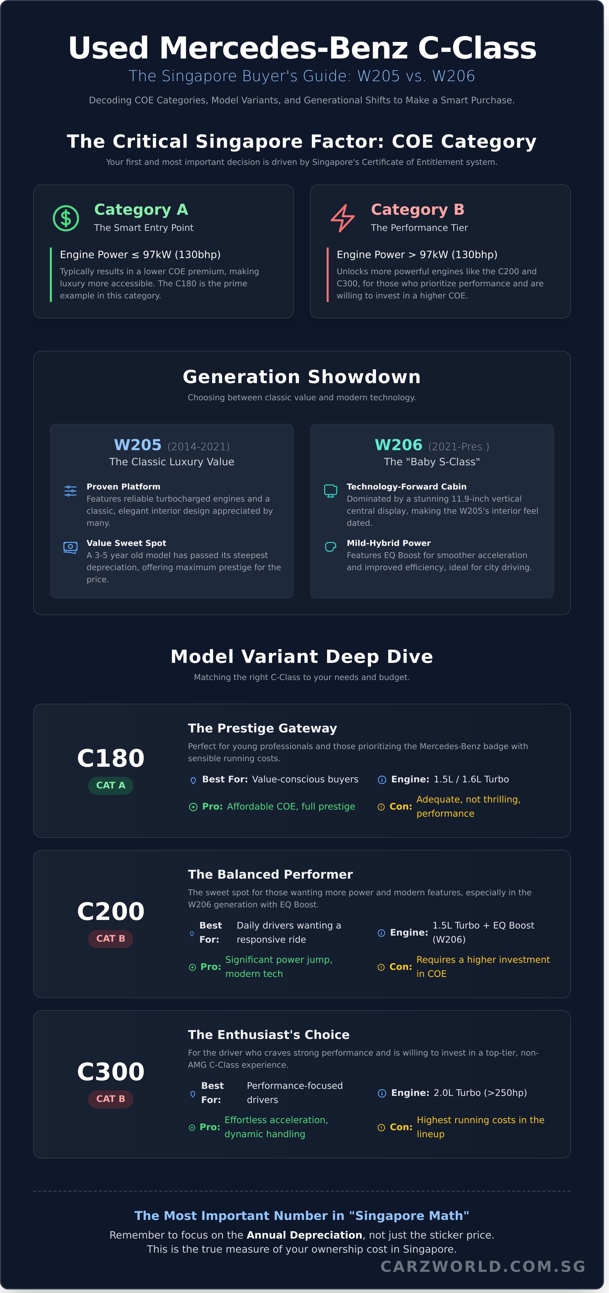 Used mercedes c class singapore infographic - visual guide