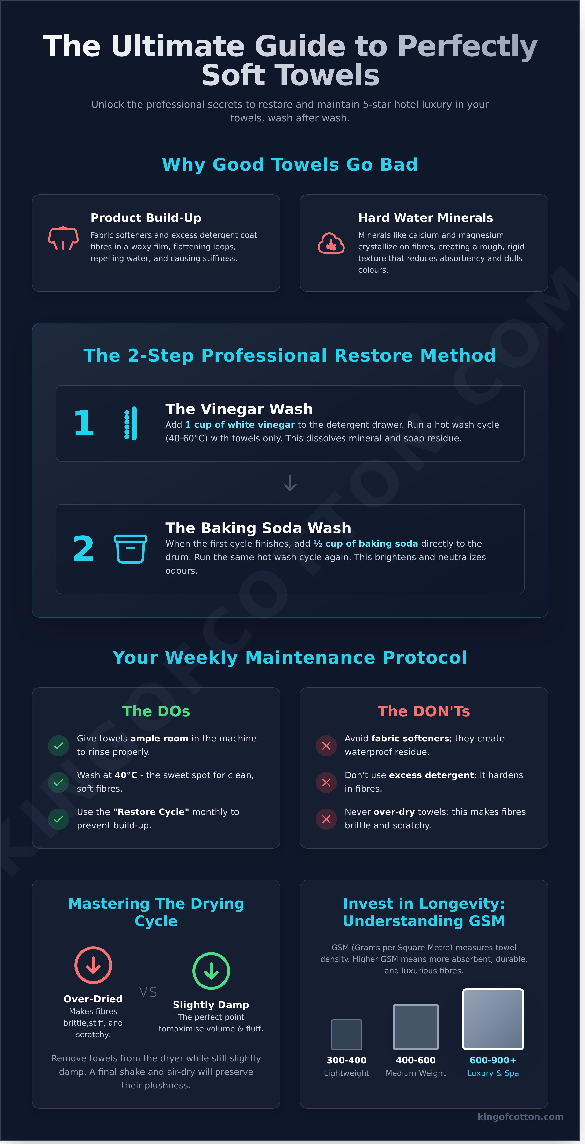 How to keep towels soft and fluffy infographic - visual guide