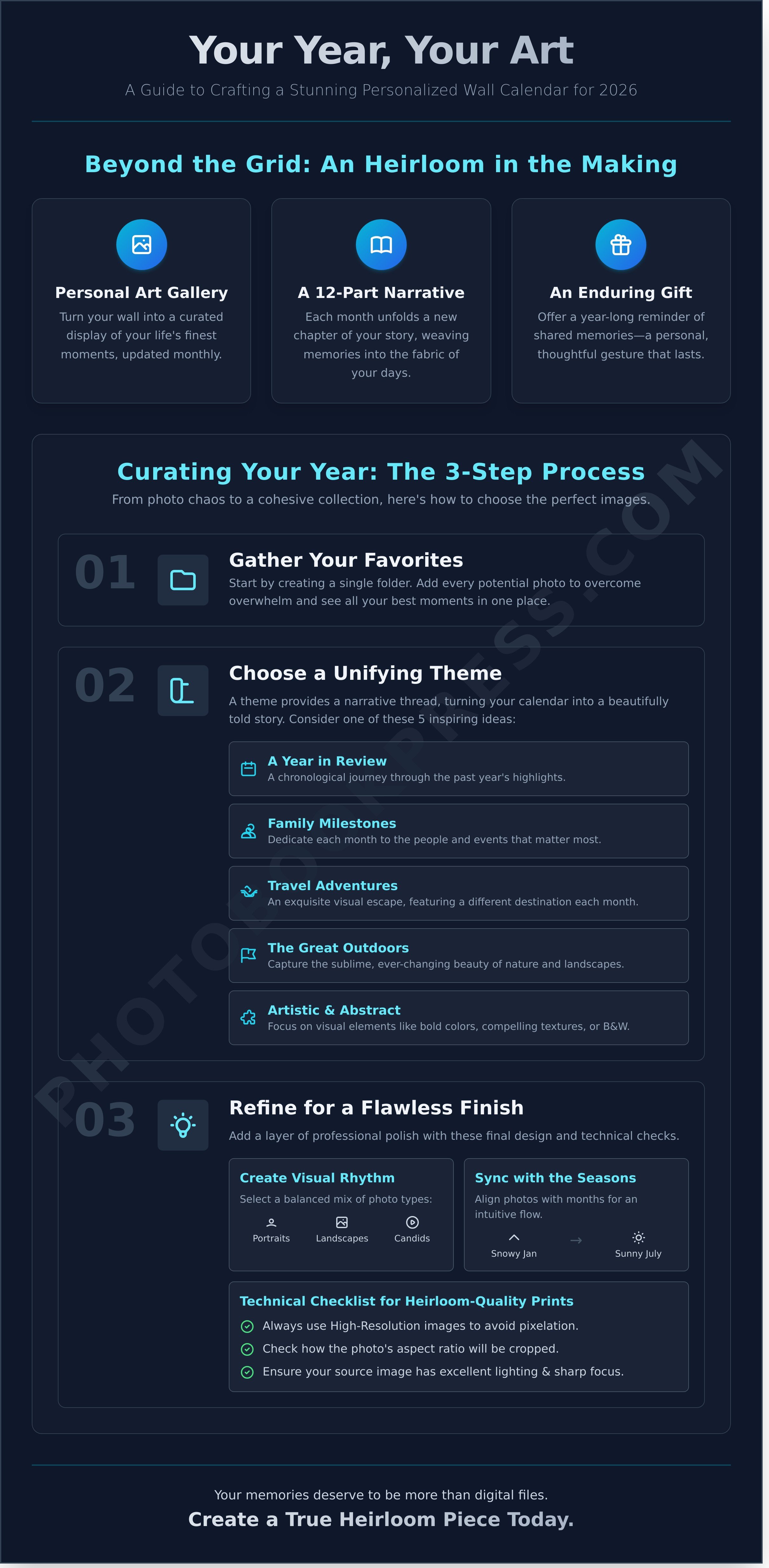 Personalized wall calendar 2026 infographic - visual guide