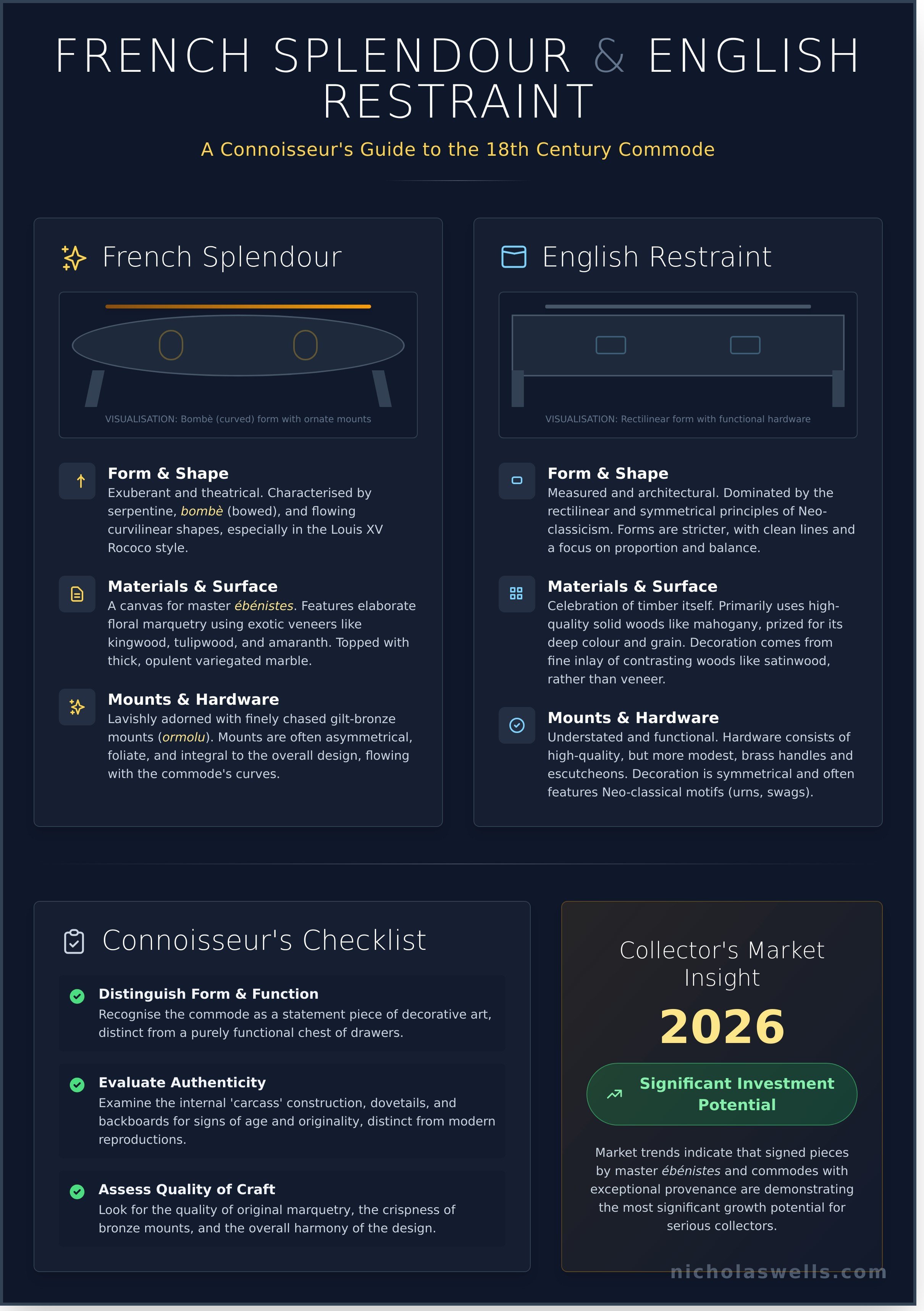 18th century commode for sale UK infographic - visual guide
