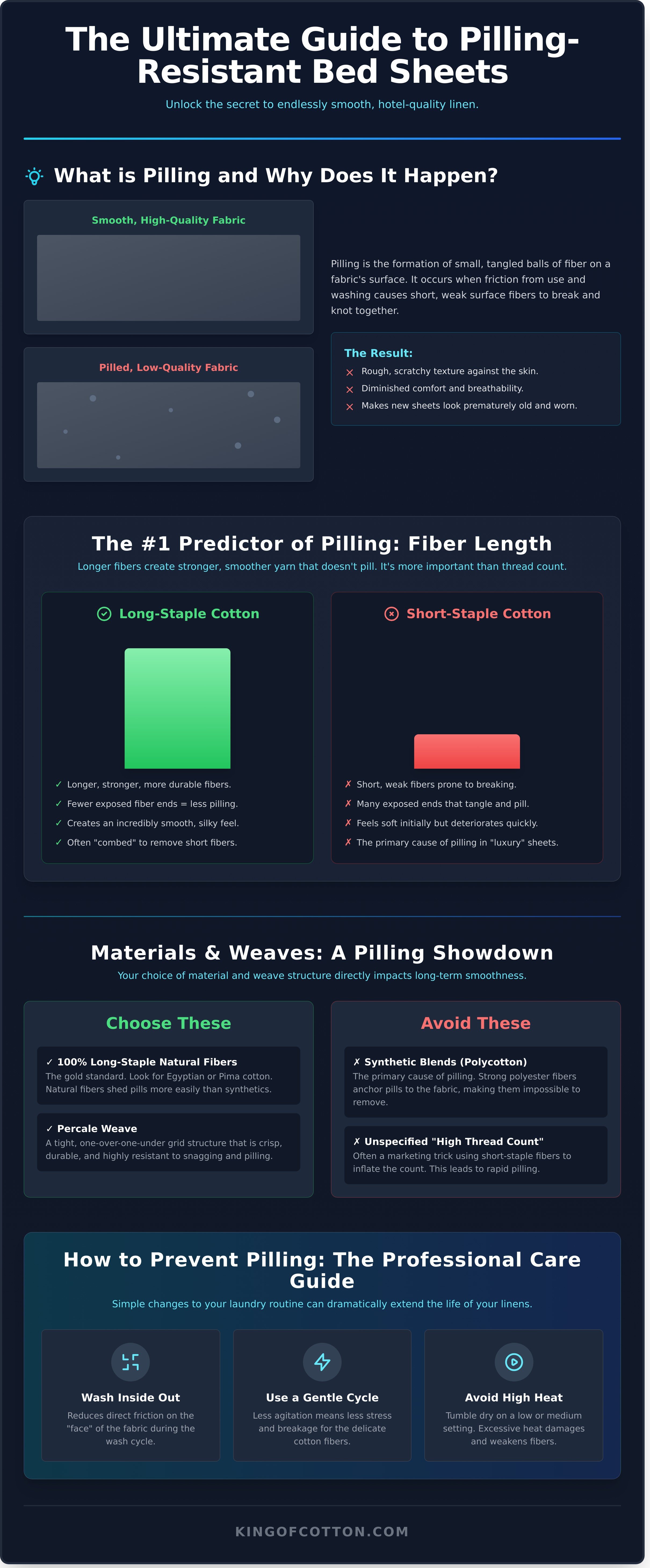Pilling resistant bed sheets infographic - visual guide