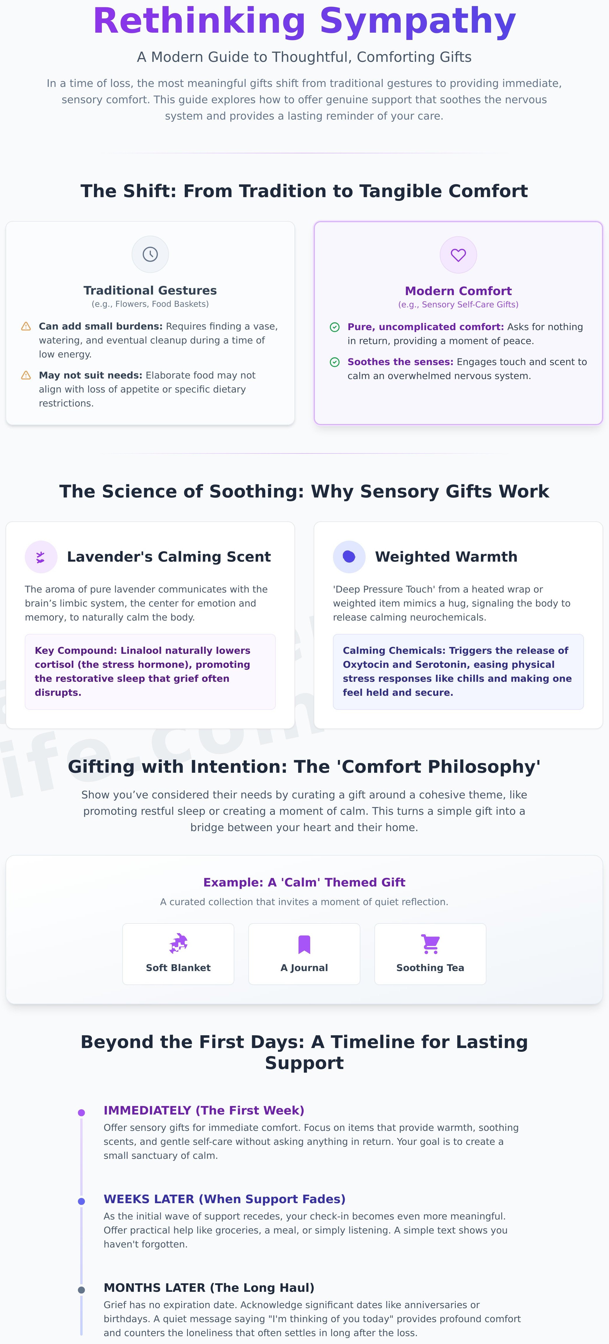 Thoughtful sympathy gift ideas infographic - visual guide