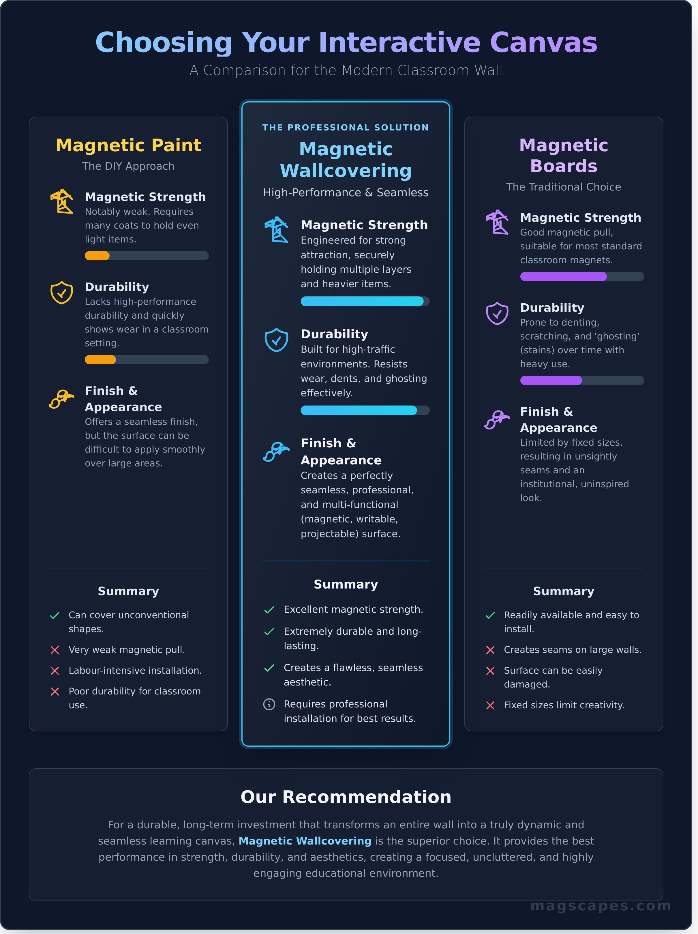 Magnetic classroom wall infographic - visual guide