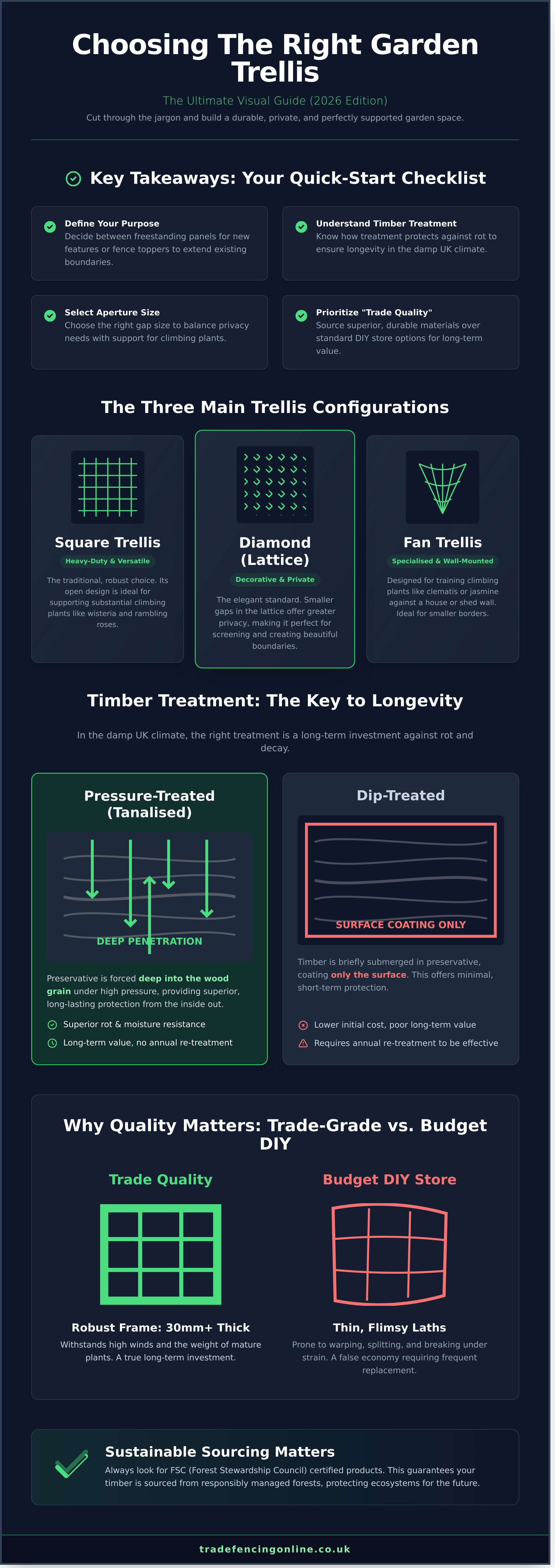 Trellis panels for garden infographic - visual guide