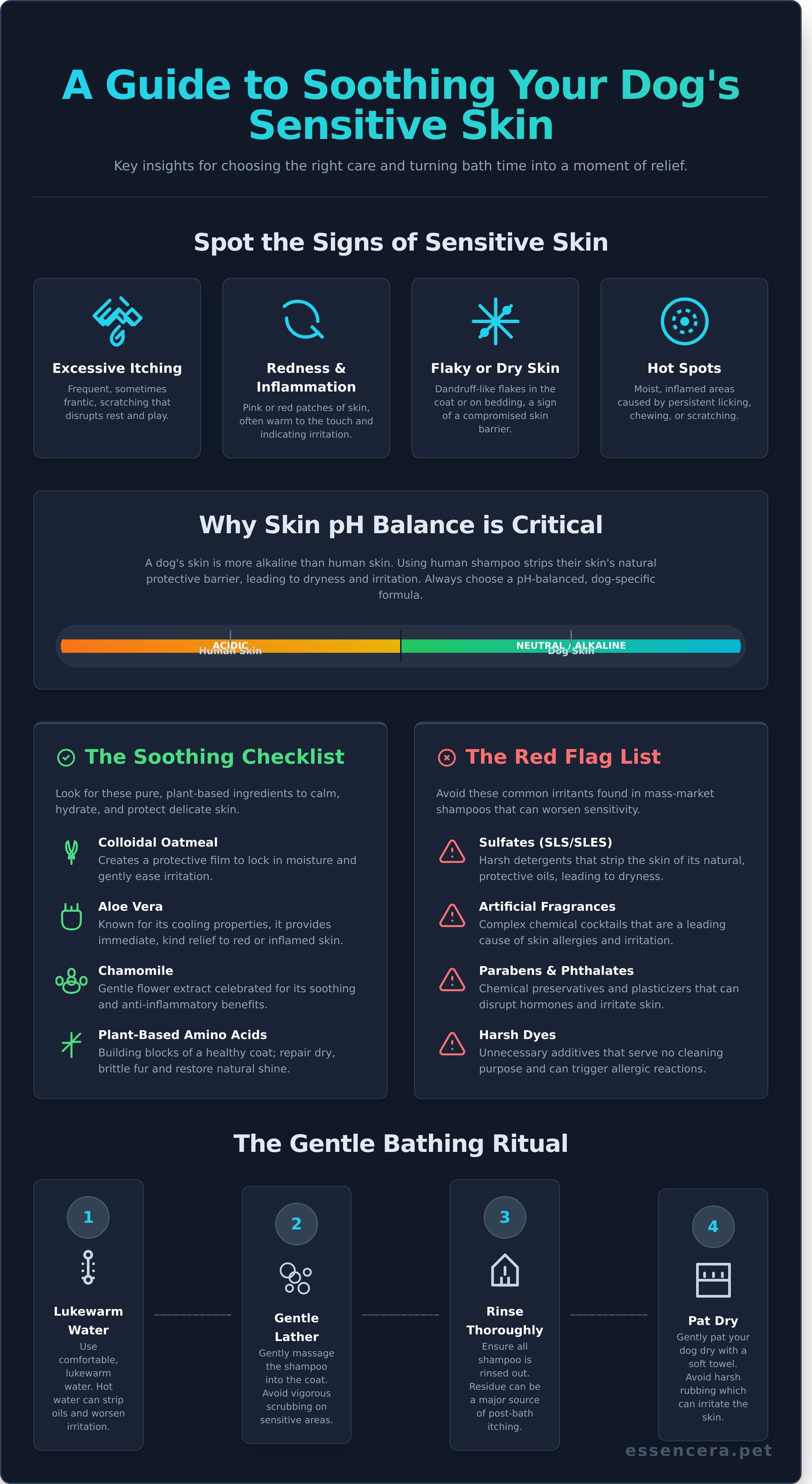 Dog shampoo for sensitive skin infographic - visual guide