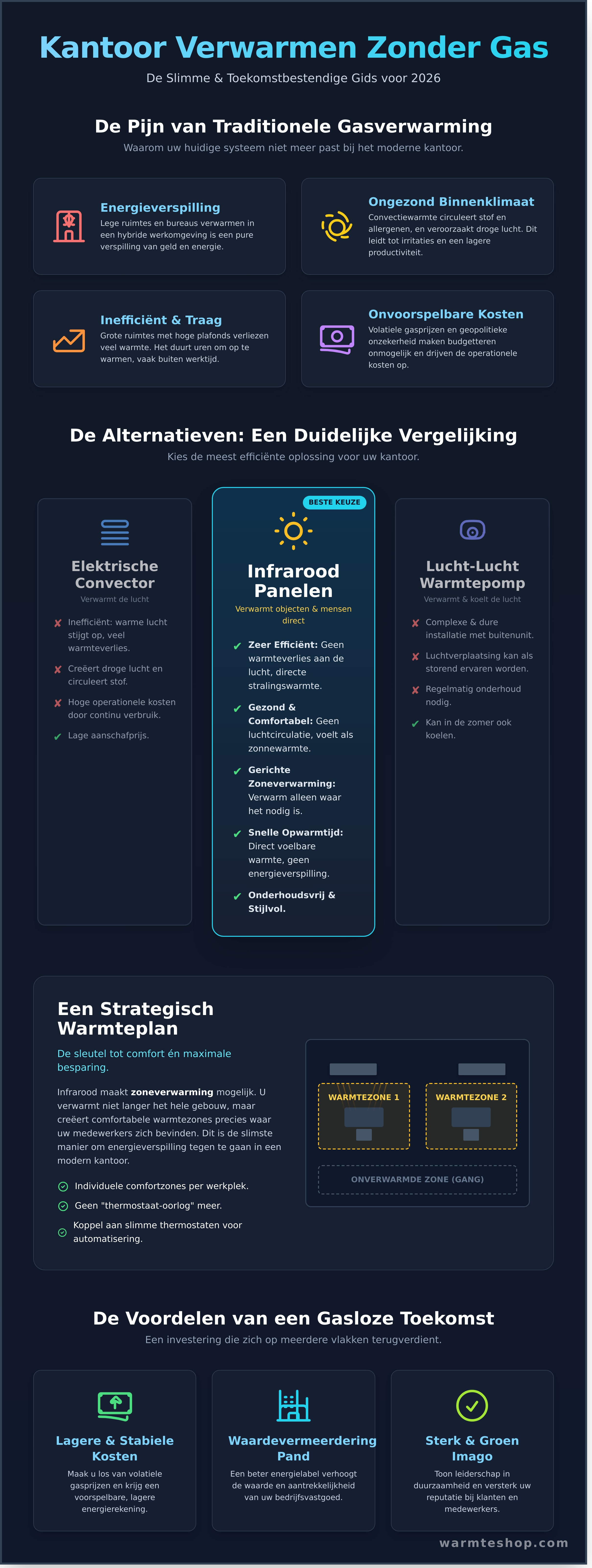 Chauffer un bureau sans gaz : infographie et guide visuel