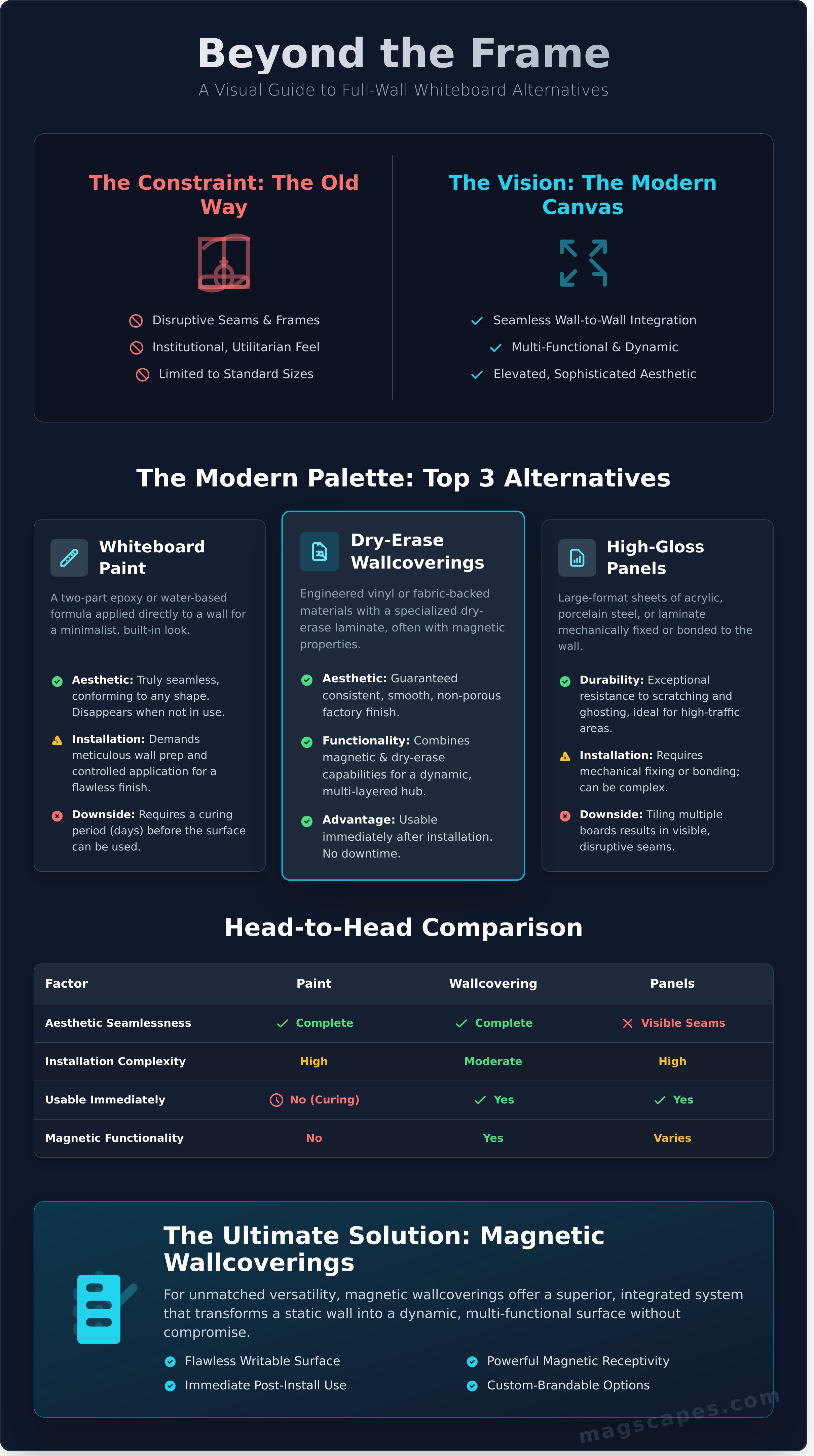 Full wall whiteboard alternative infographic - visual guide