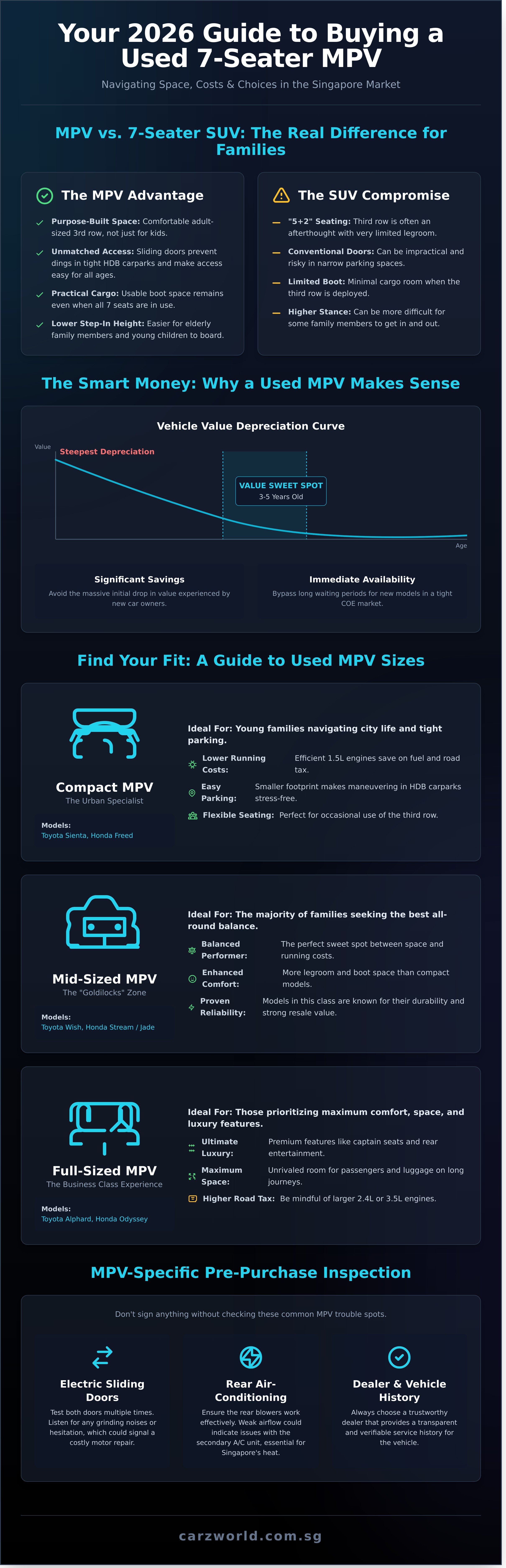 7 seater mpv used singapore infographic - visual guide