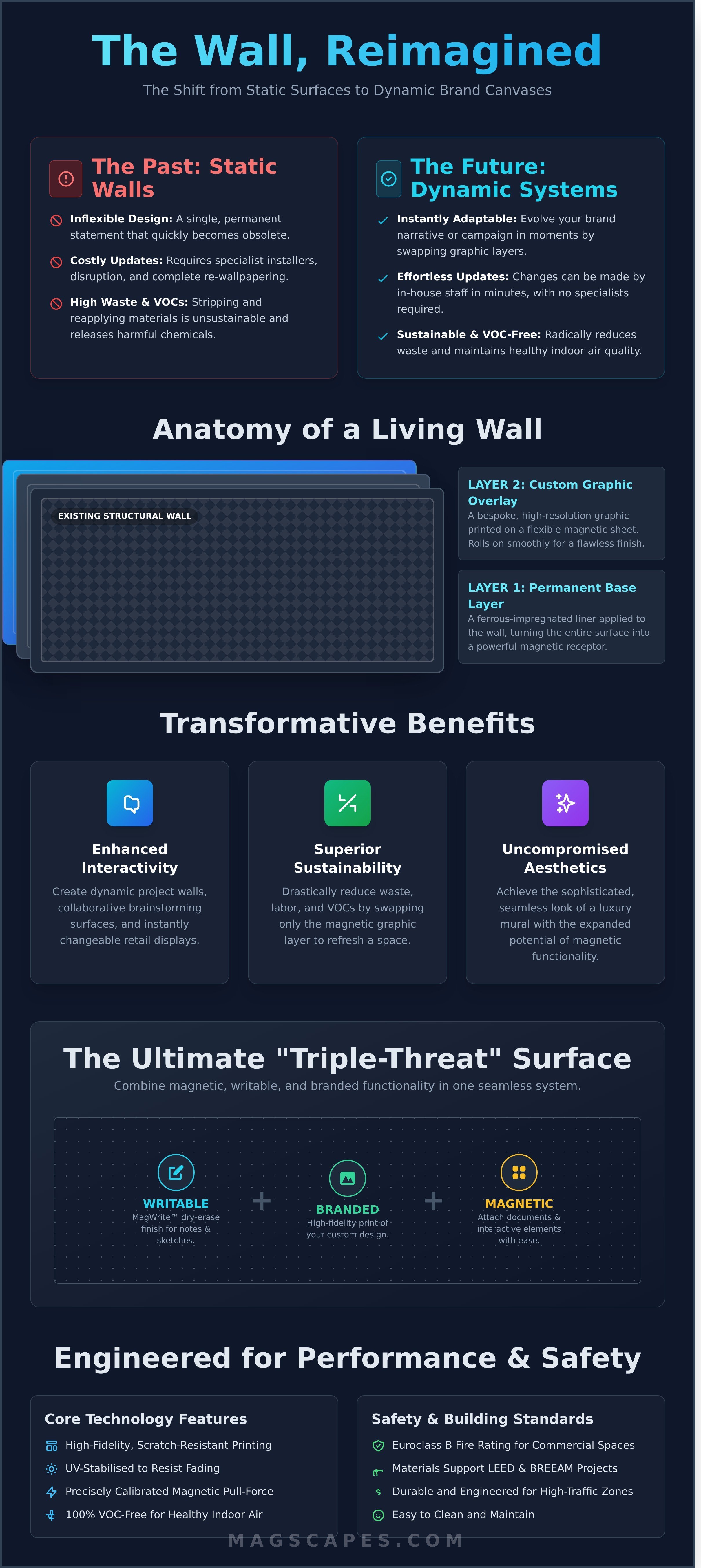 Custom magnetic wall graphics infographic - visual guide