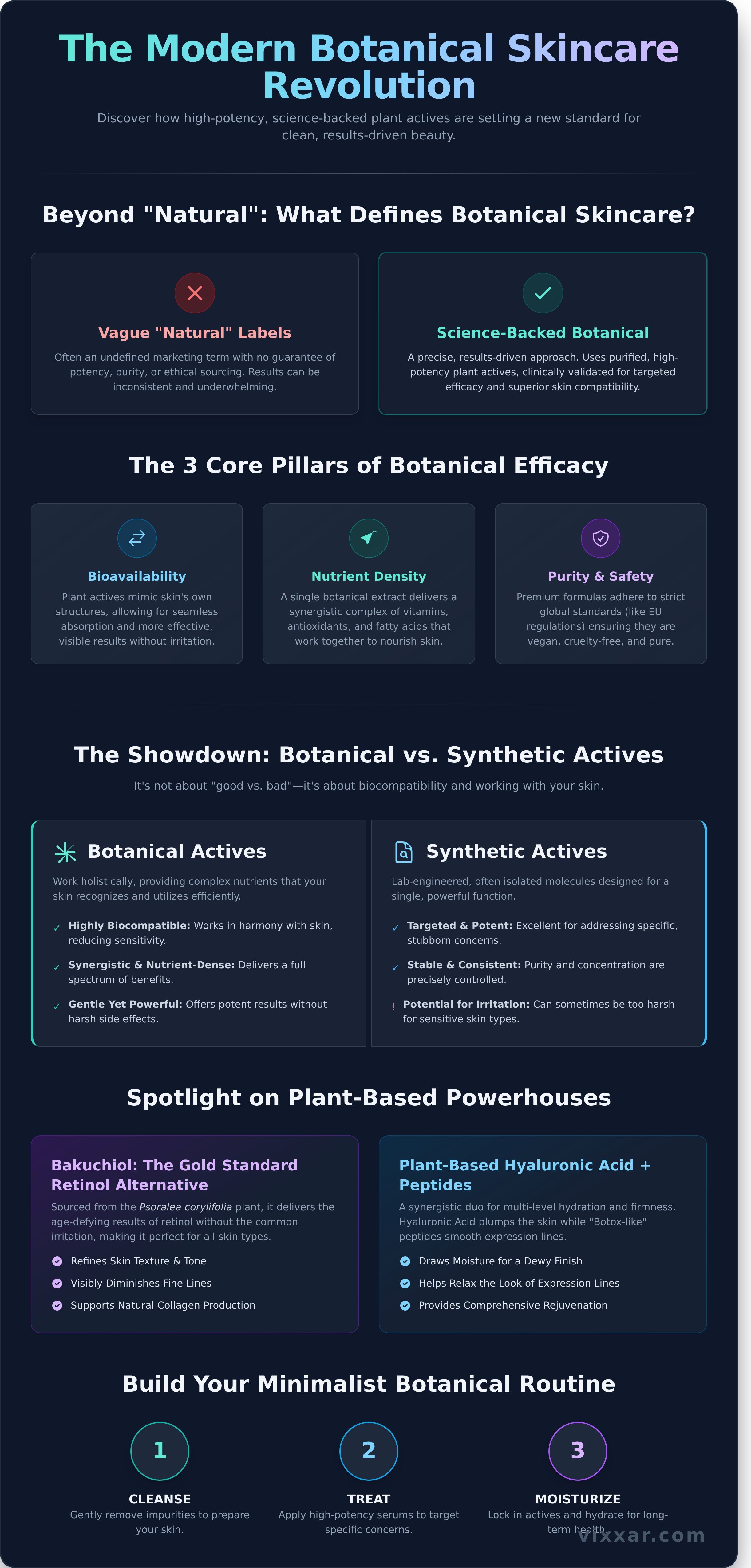 Botanical skincare products infographic - visual guide